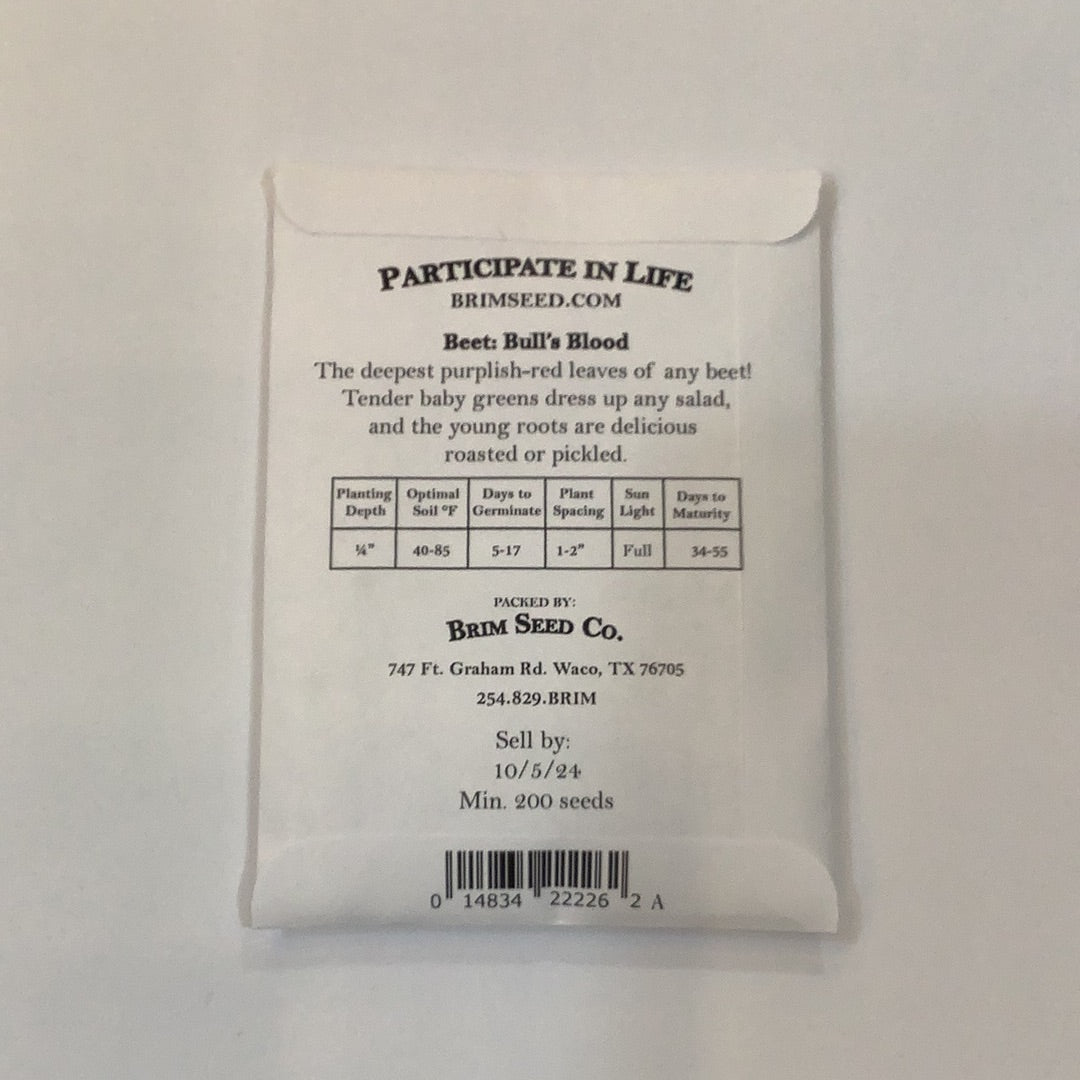 Brim Seed Co. - Bull's Blood Beet Heirloom Seed