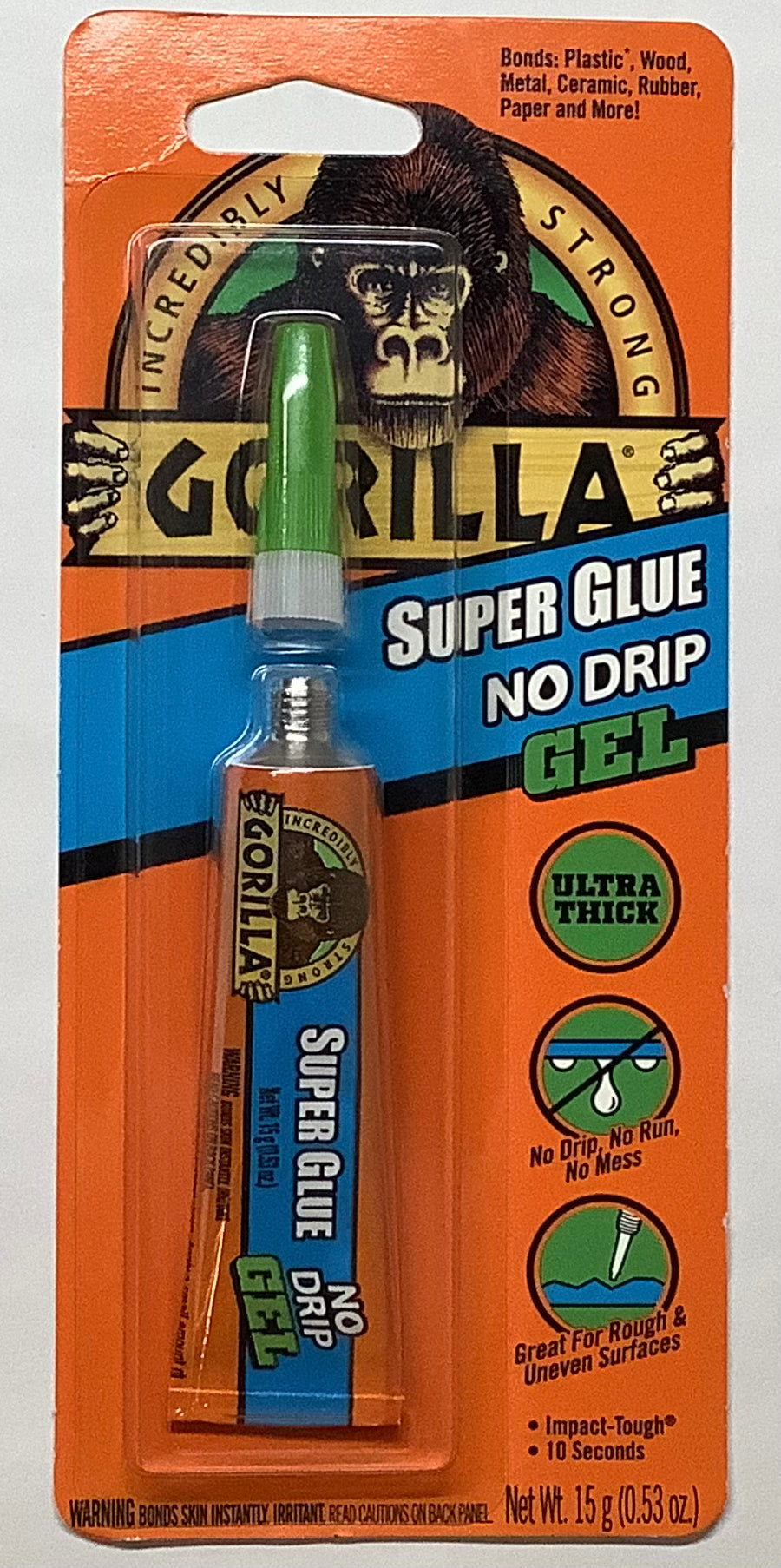 Gorilla Super Glue No Drip Gel 15g tube