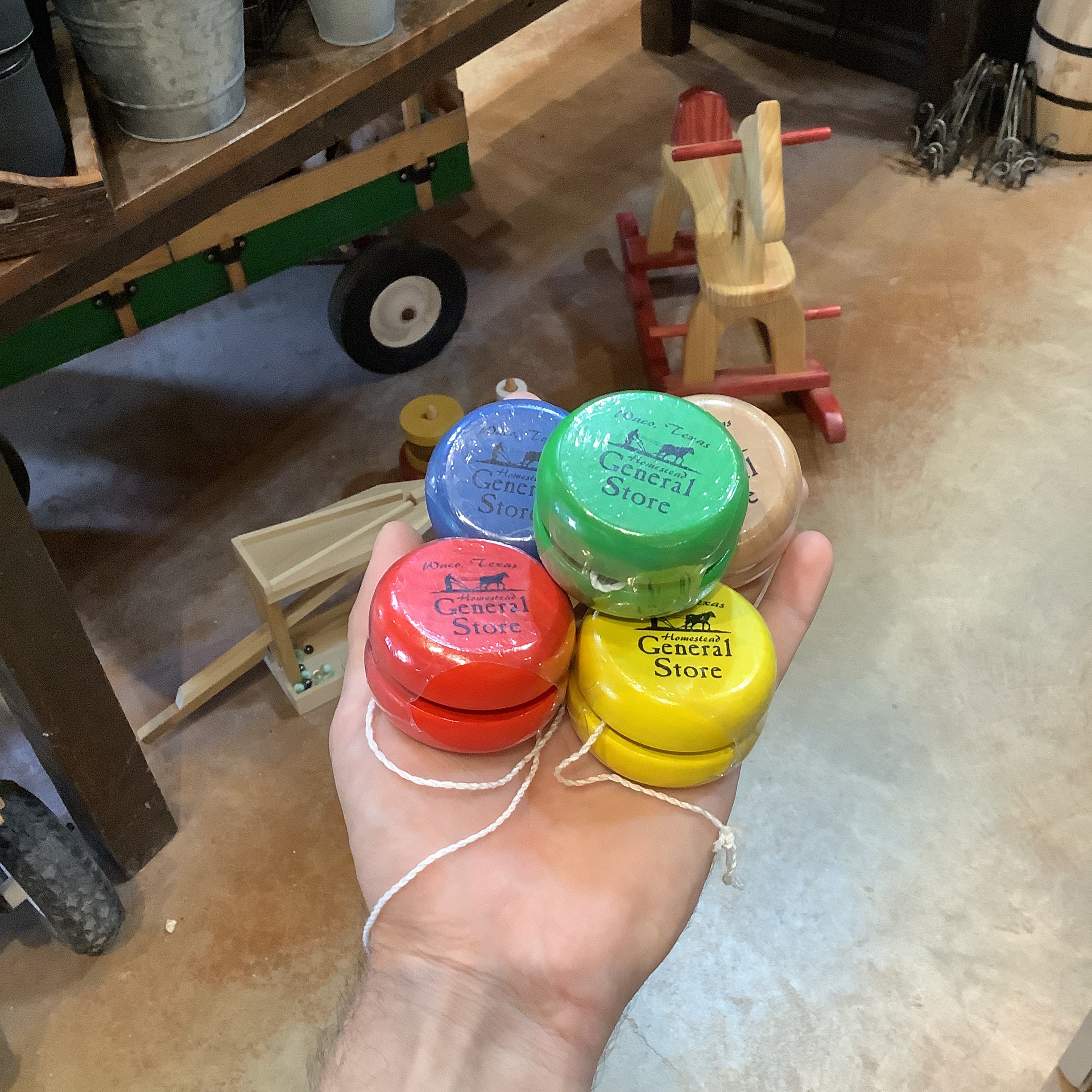 Classic wooden yo-yos in assorted colors and designs