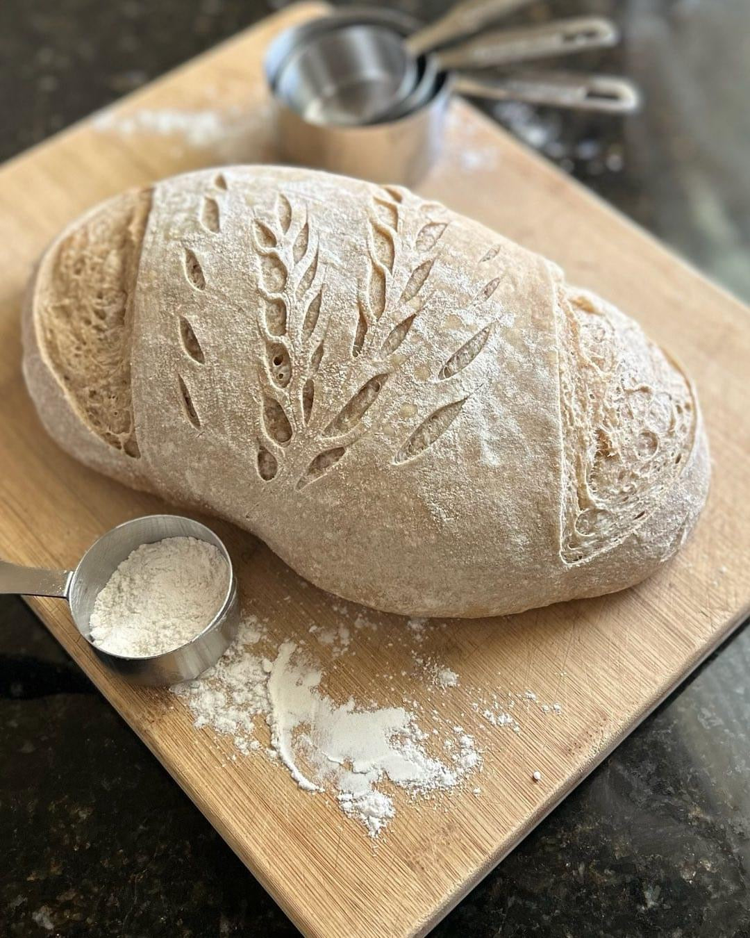 Sourdough starter with instructions for fresh bread