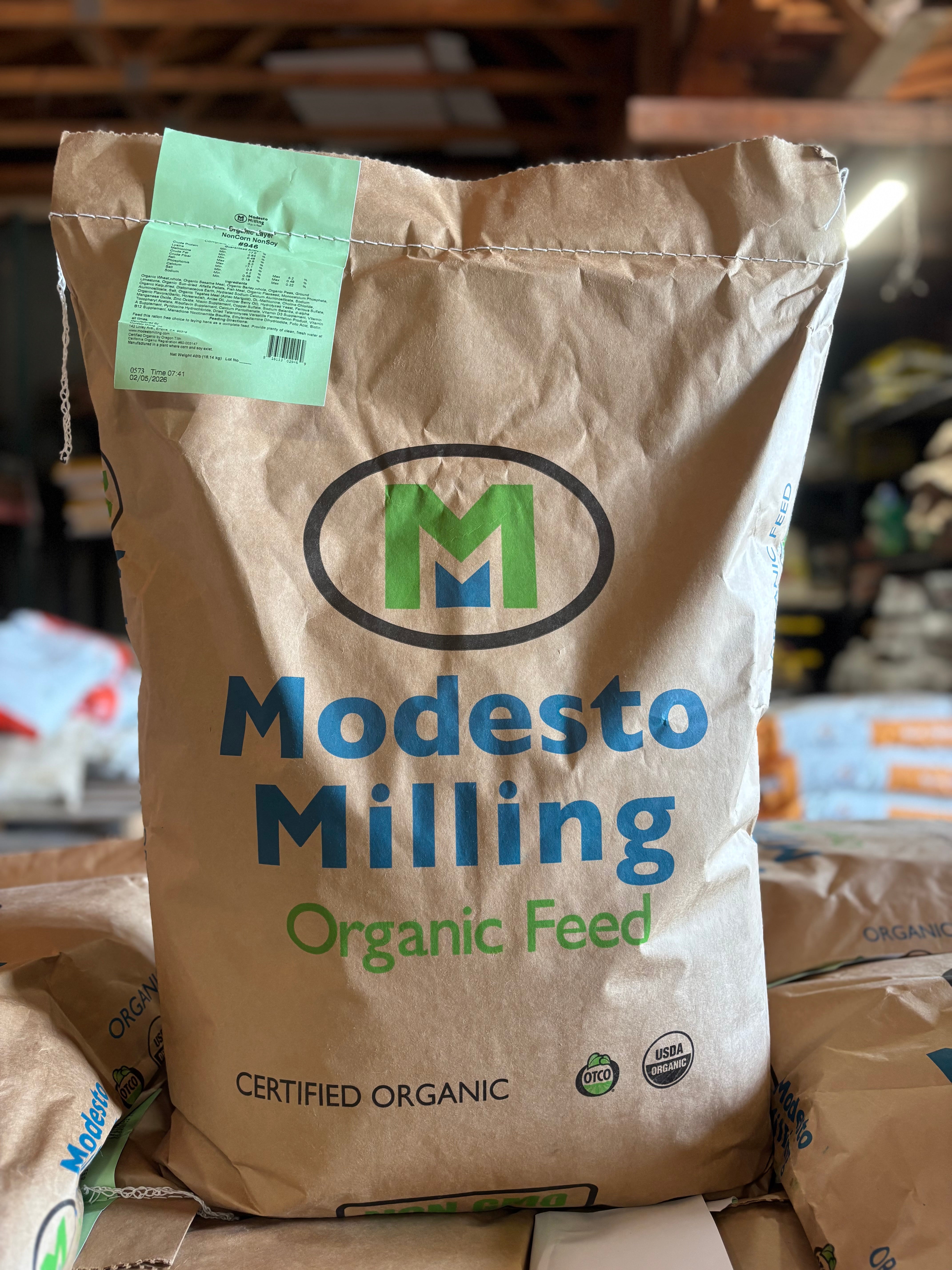 Modesto Certified Organic Layer Pellet Non-Corn/Soy 40 lb bag