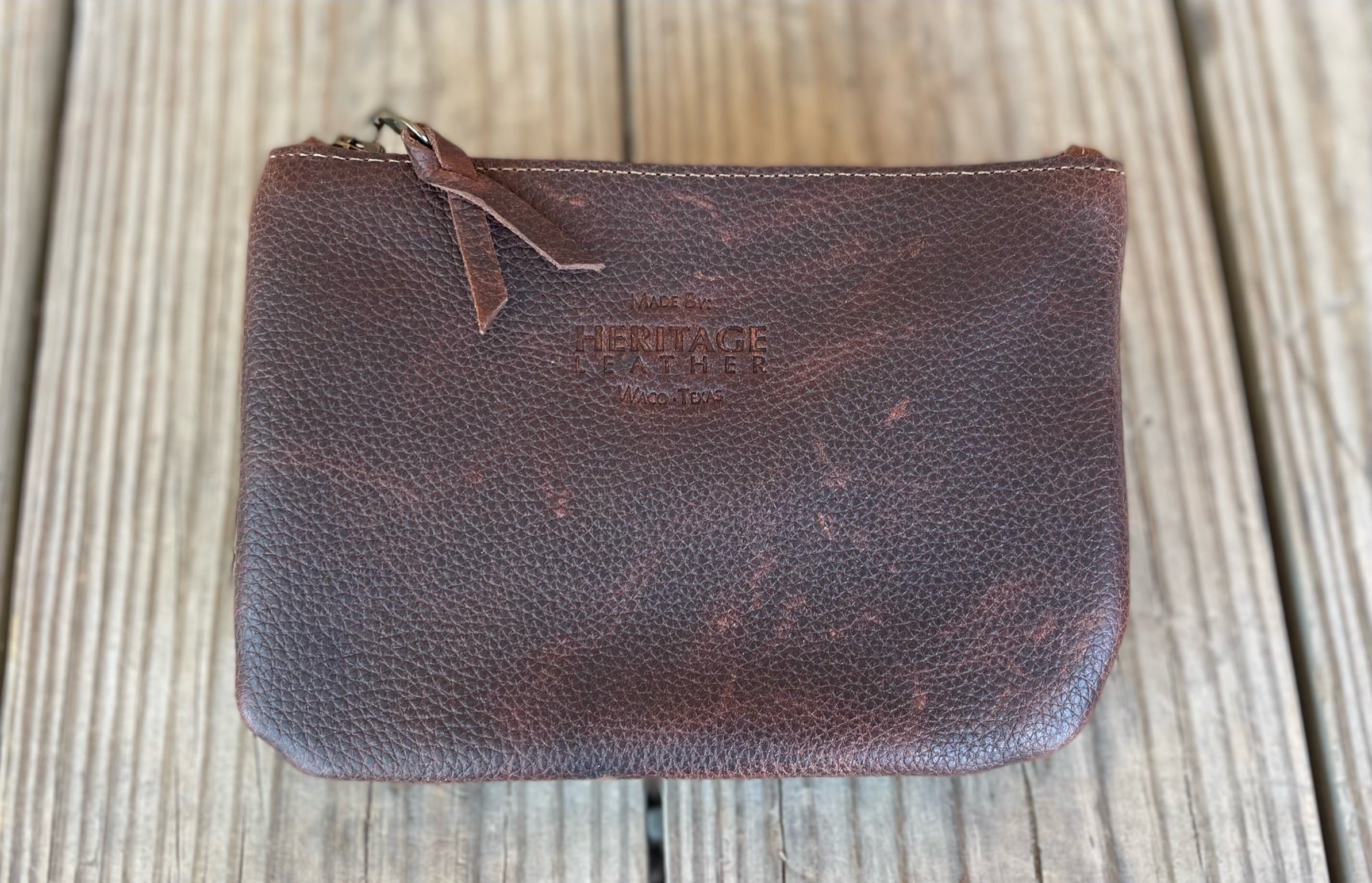 Heritage Leather medium leather zipper purse