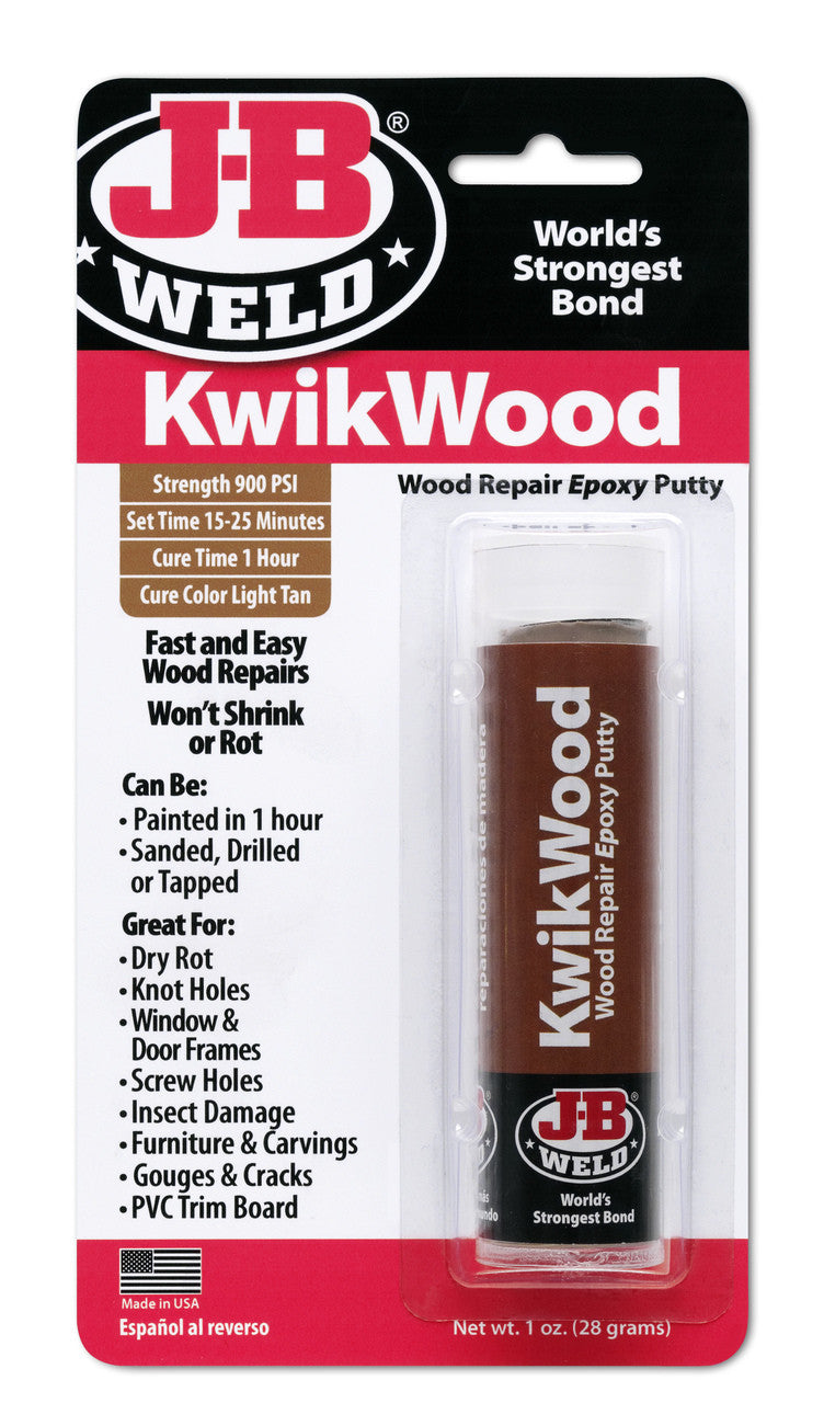 JB Weld KwikWood wood repair epoxy putty stick