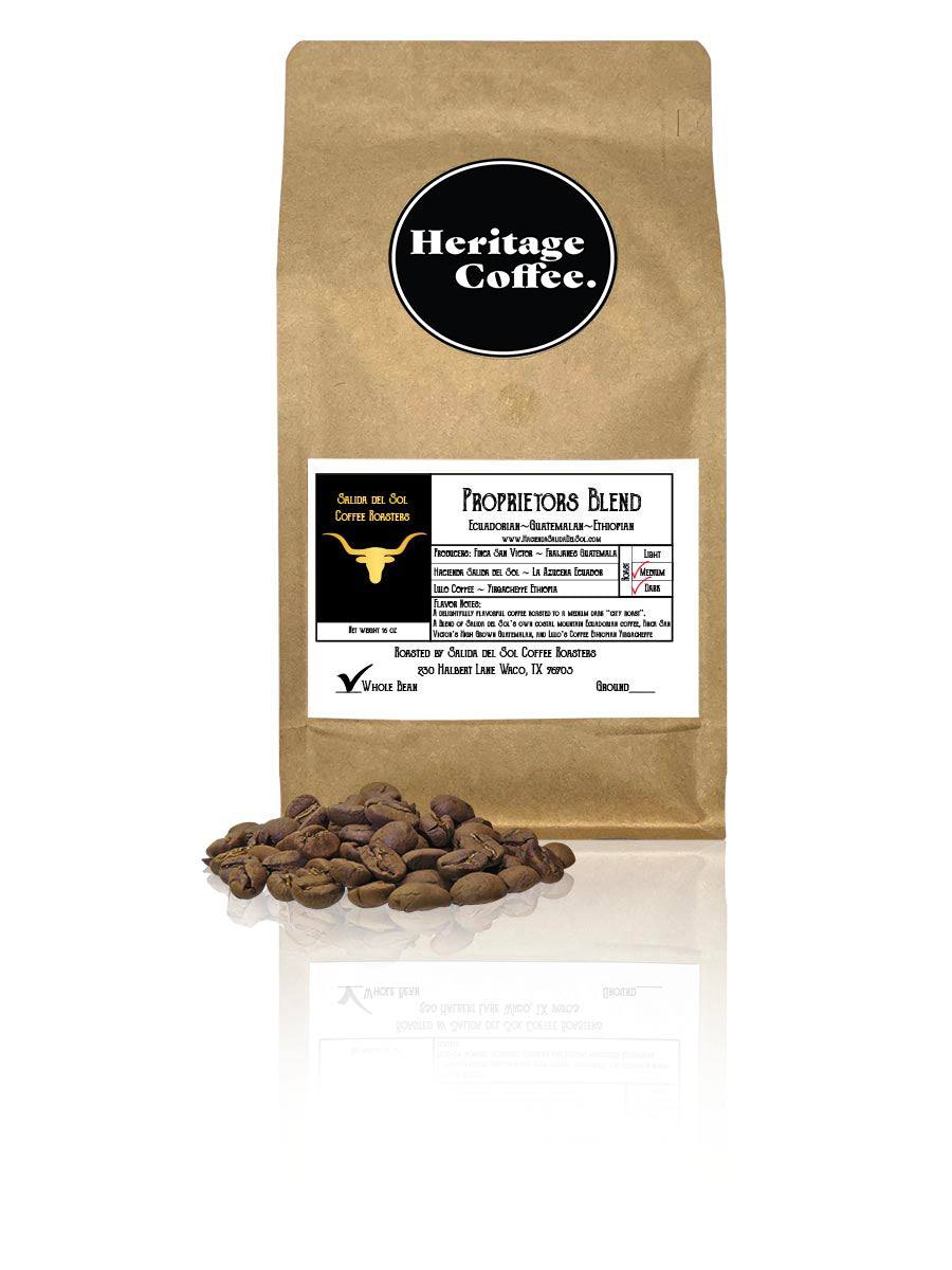 Heritage Coffee whole bean signature roast bag