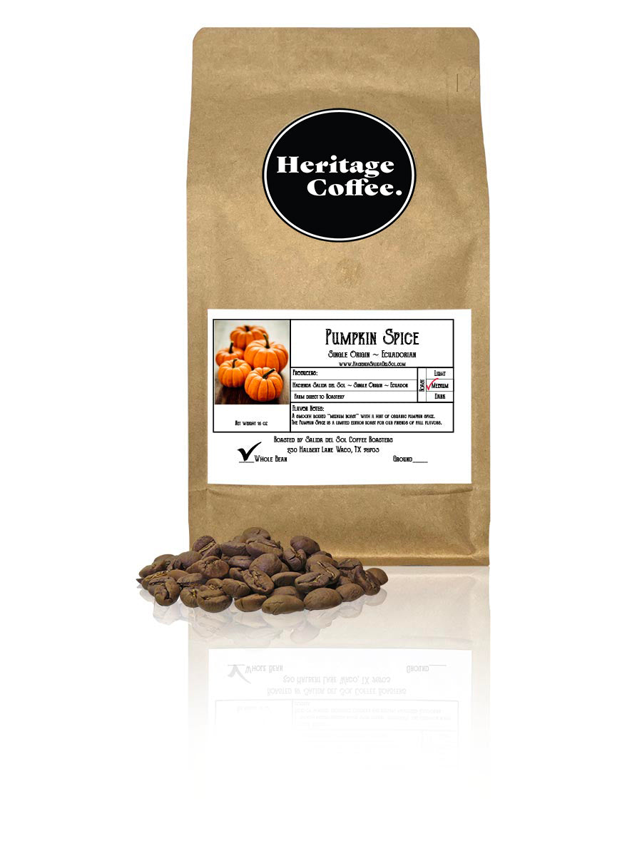 Heritage Coffee whole bean roast bag