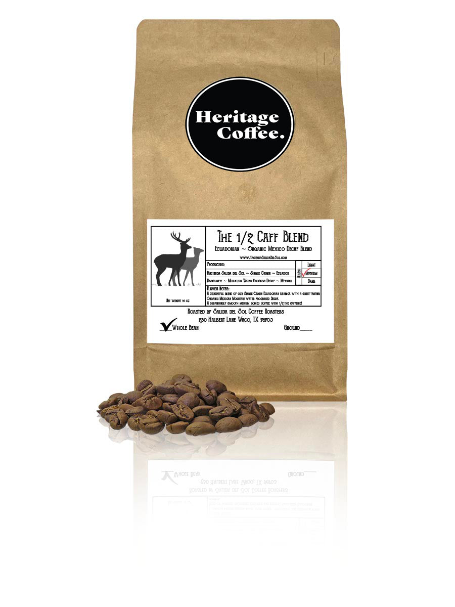 Heritage Coffee whole bean dark roast bag