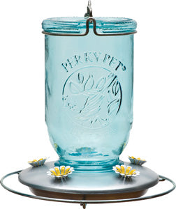 Perky-Pet Blue Mason Jar Hummingbird Feeder 32 oz