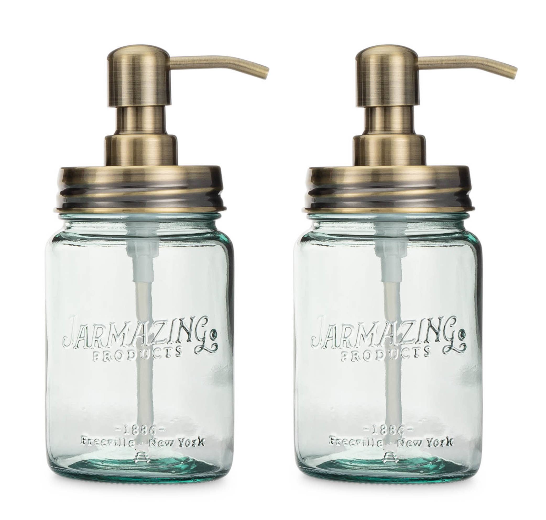 Blue Glass Mason Jar Soap and Lotion Dispenser - 2 Pack