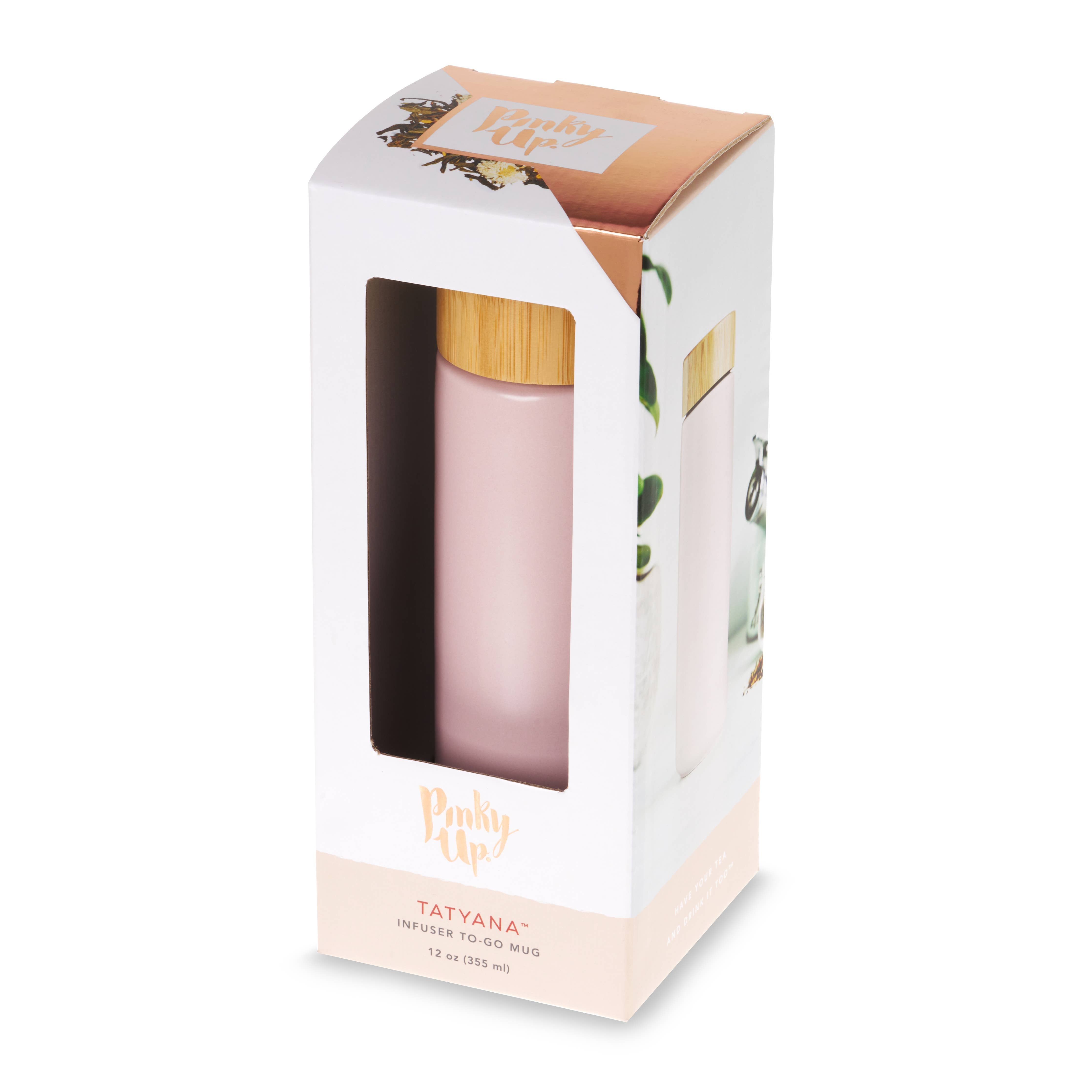 Tatyana Ceramic Travel Mug in Lavender with lid removed