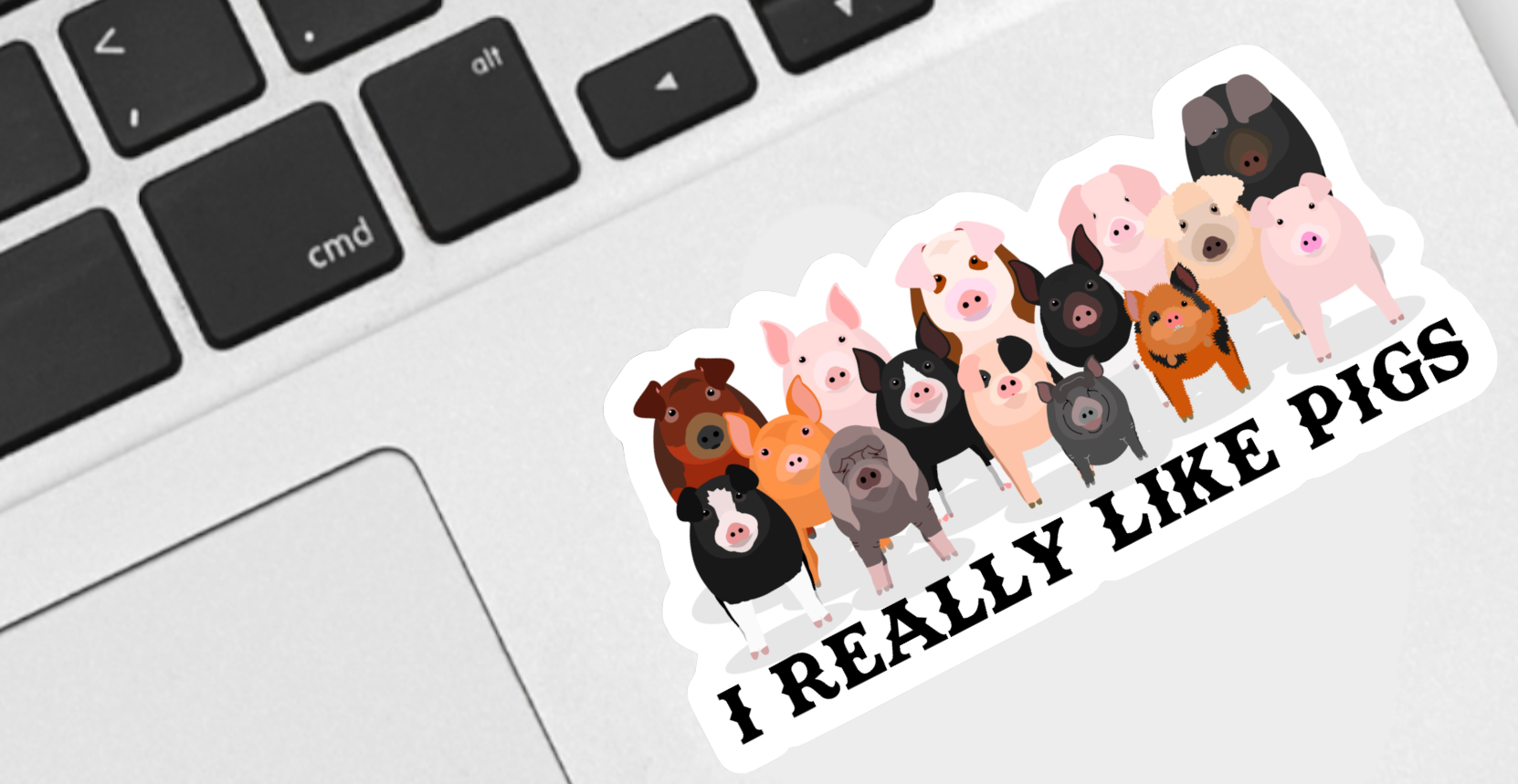 I Really Like Pigs Sticker displayed on surface