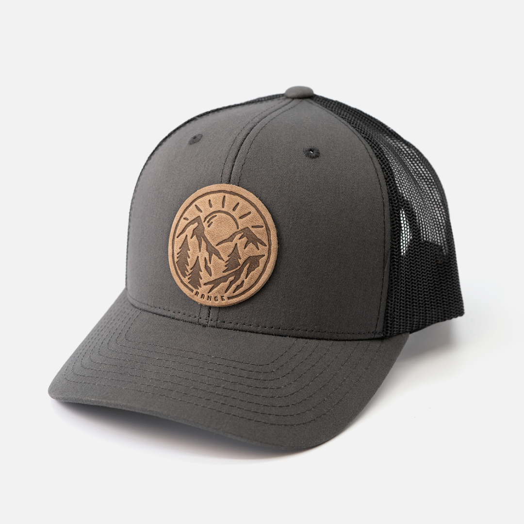 Vintage Sunrise Hat | Leather Patch Snapback: Navy