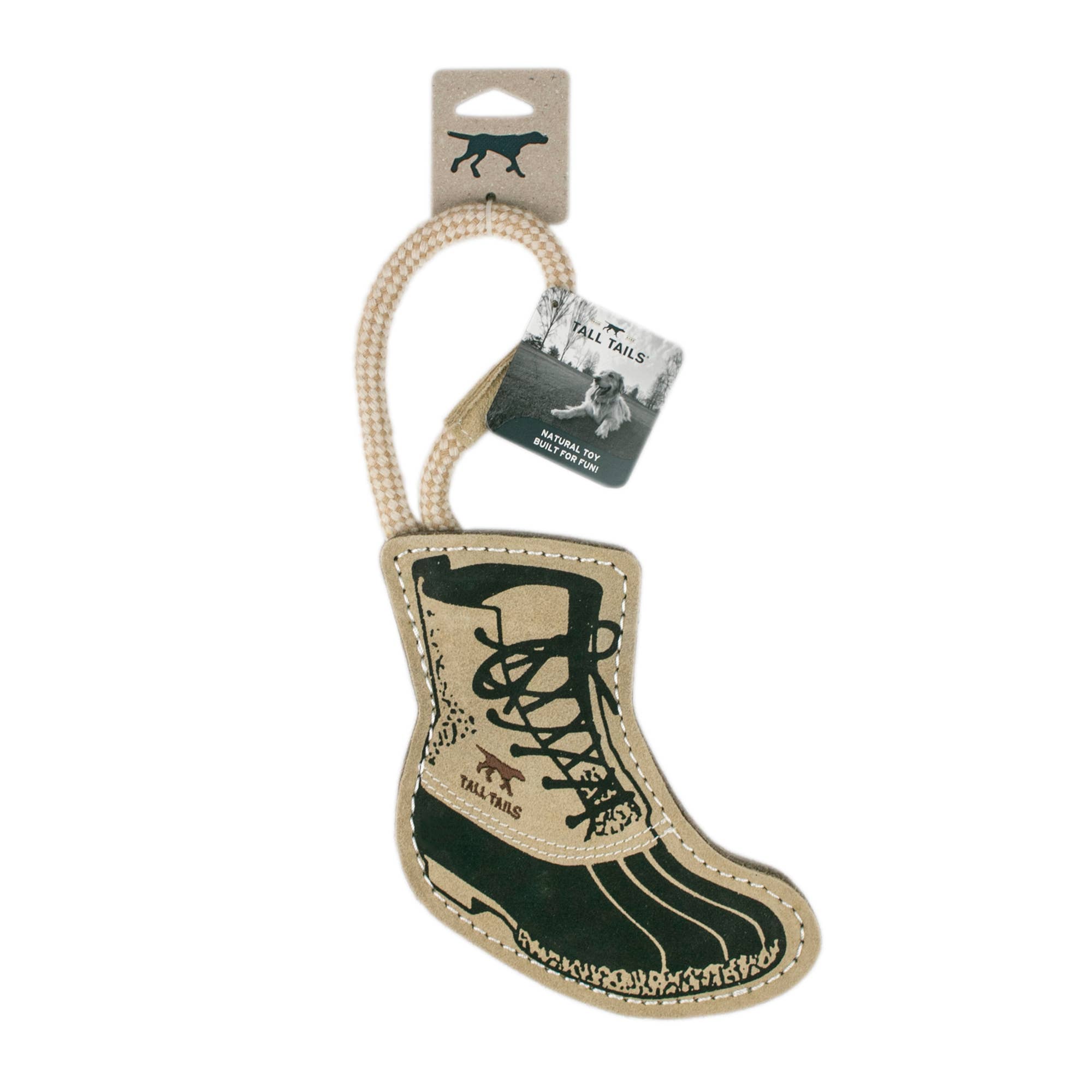 Tall Tails Leather Boot Tug Dog Toy detail
