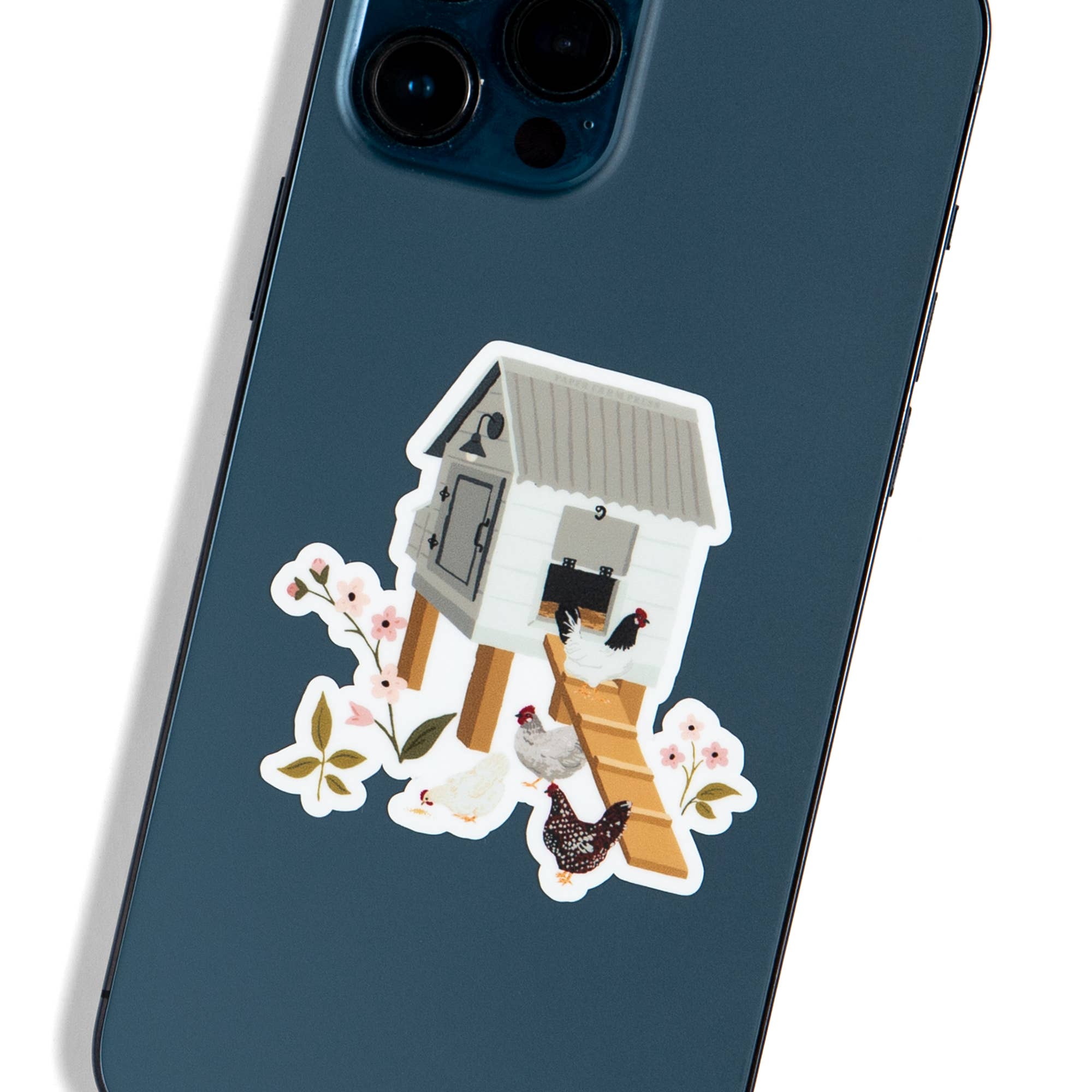 Chicken Coop decal sticker shown on display