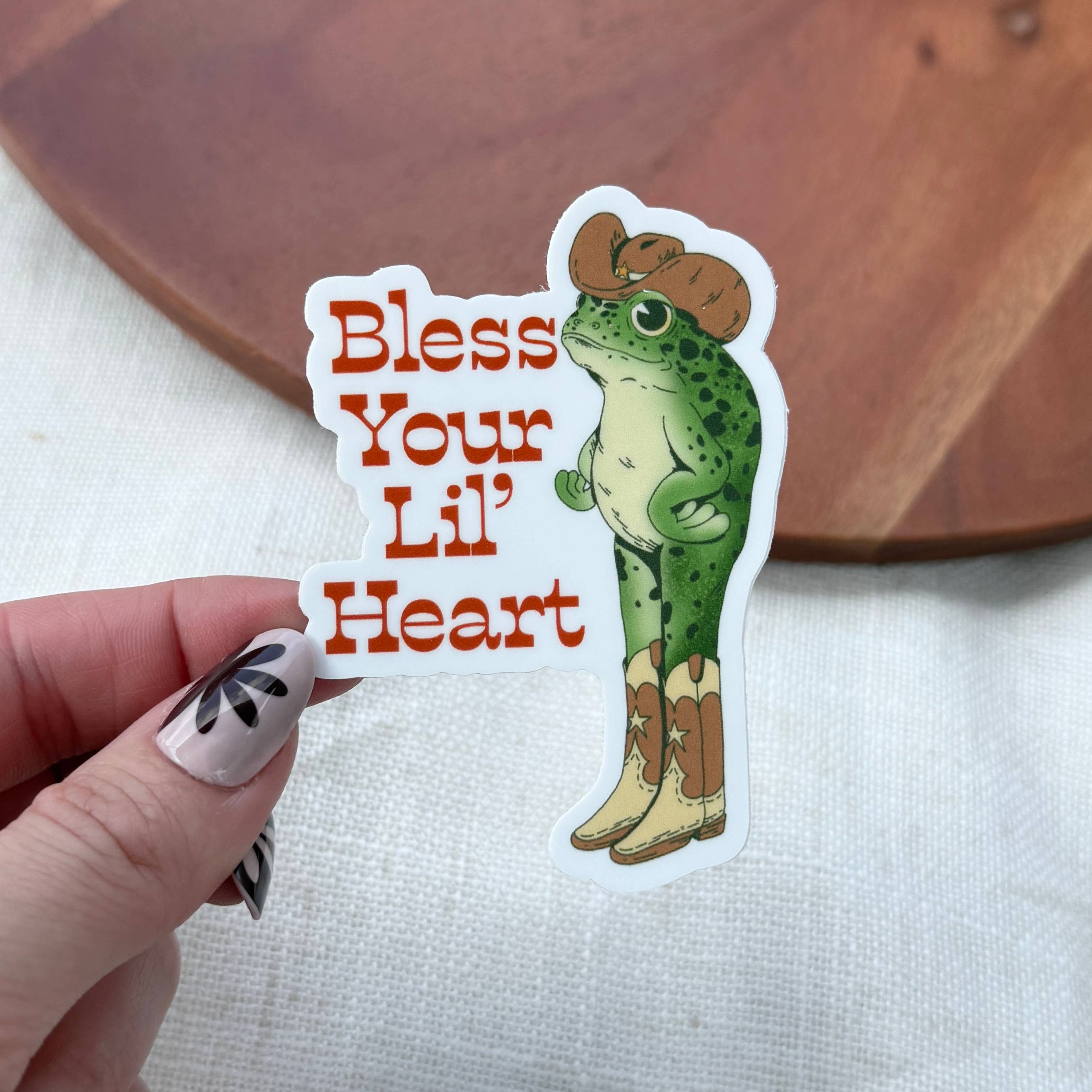 Bless Your Lil' Heart Southern cowboy frog sticker