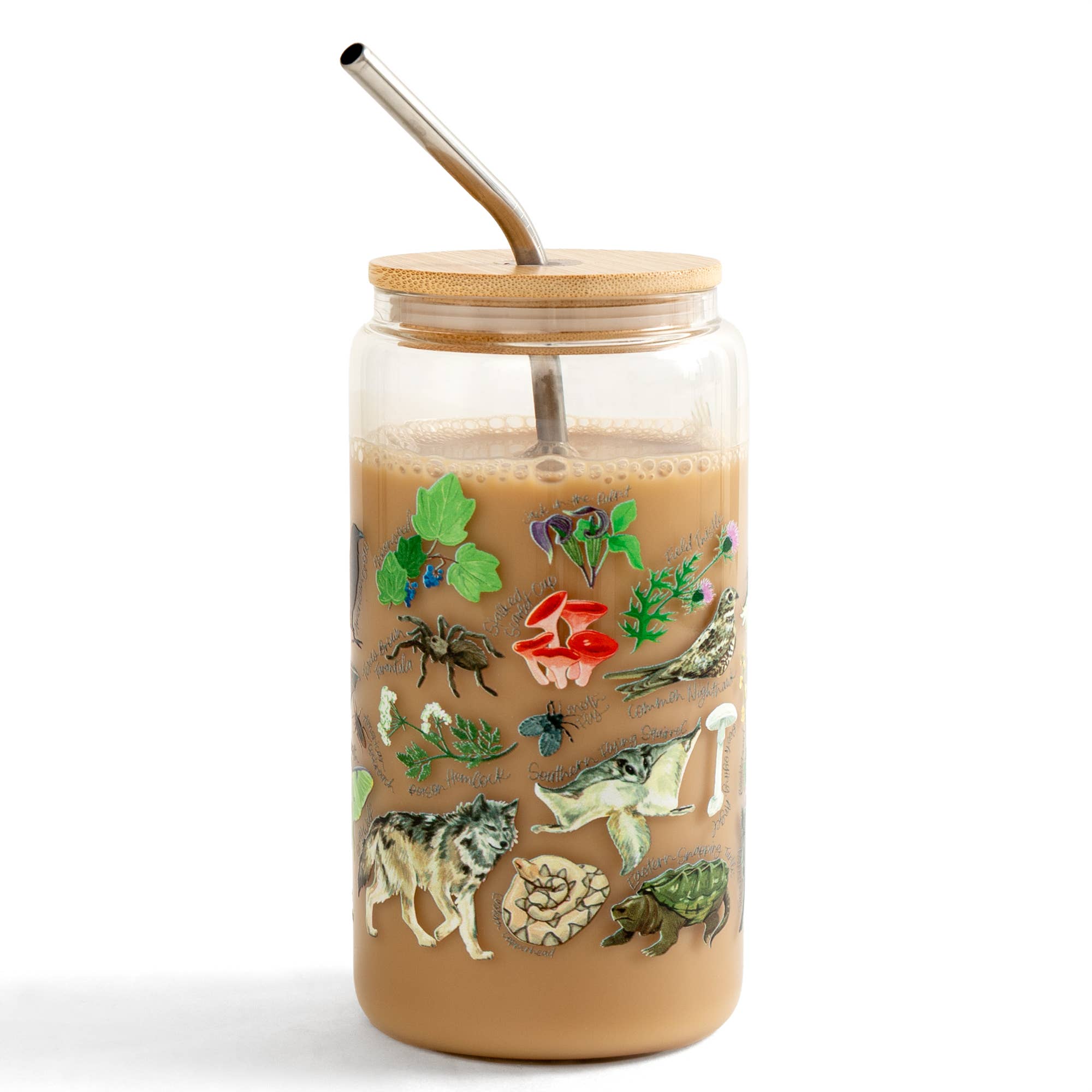 Midnight Flora & Fauna Glass Can