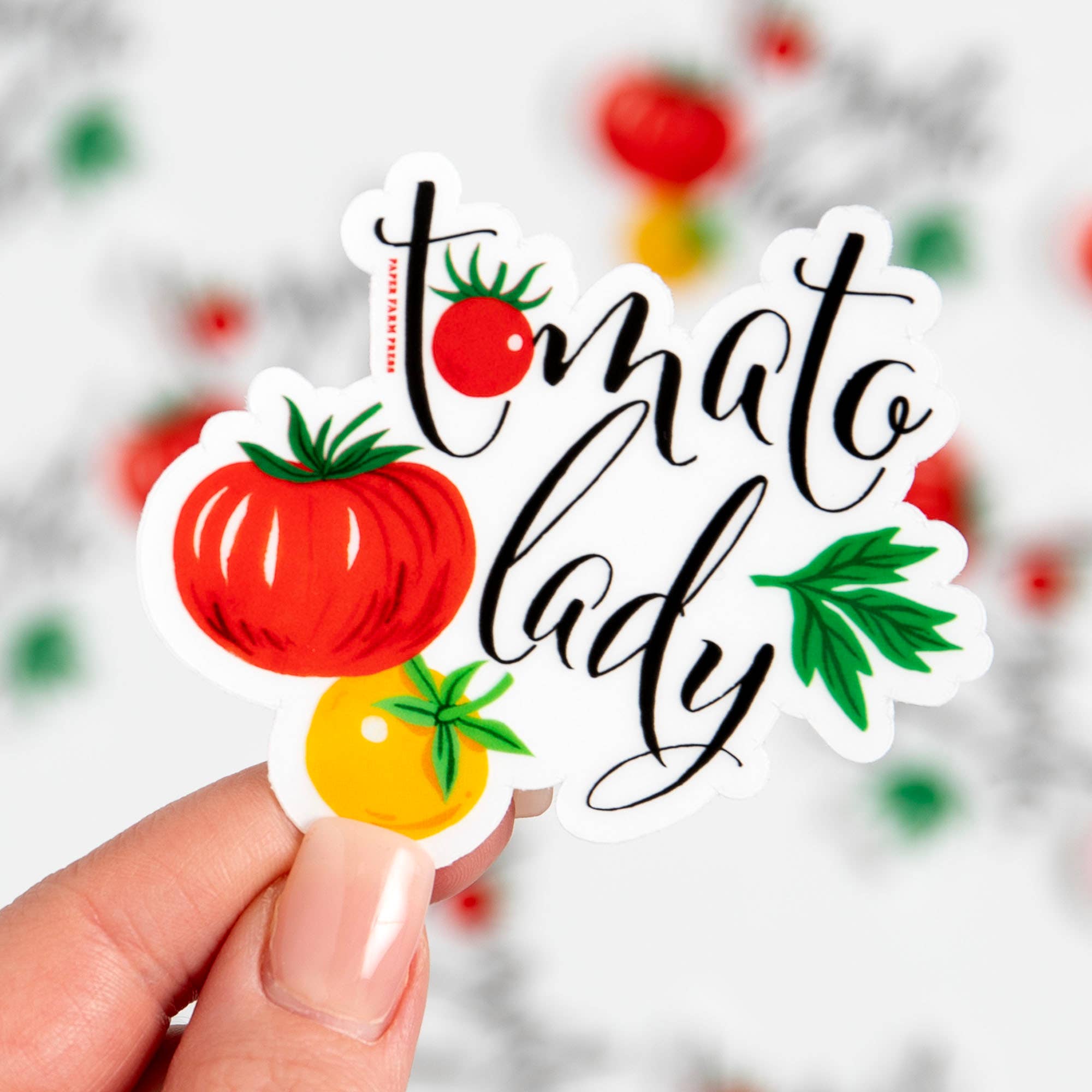 Tomato Vine decal sticker with red tomato illustration
