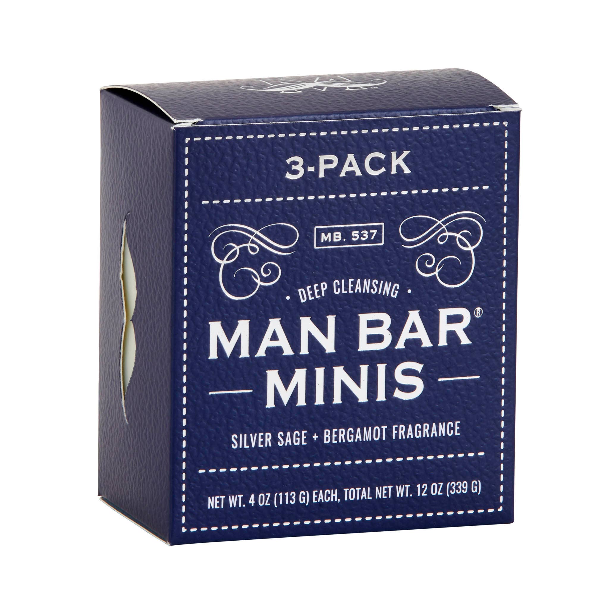 Man Bar Miniature Silver Sage and Bergamot 3pc gift set