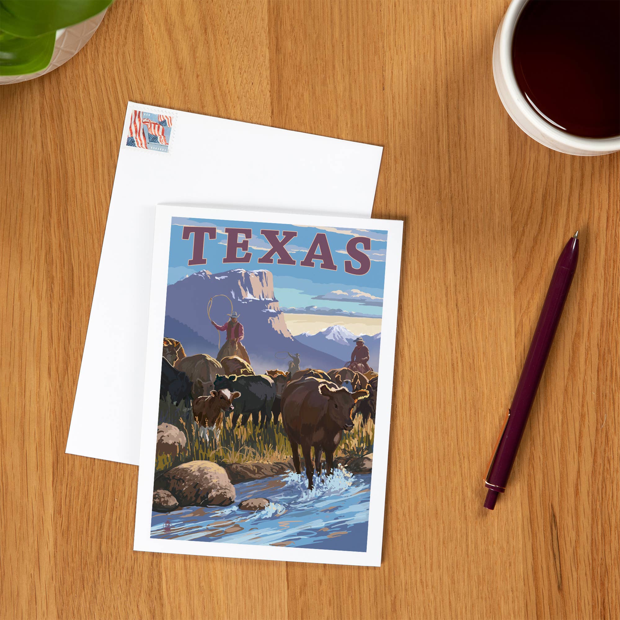 NOTECARD Texas, Cowboy Cattle Drive Scene