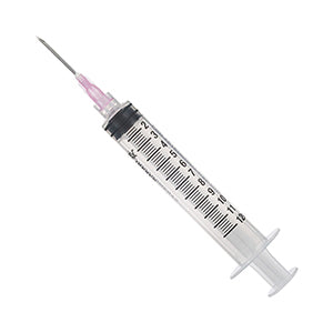 Ideal 12 cc luer lock syringe with 18G needle hard pack