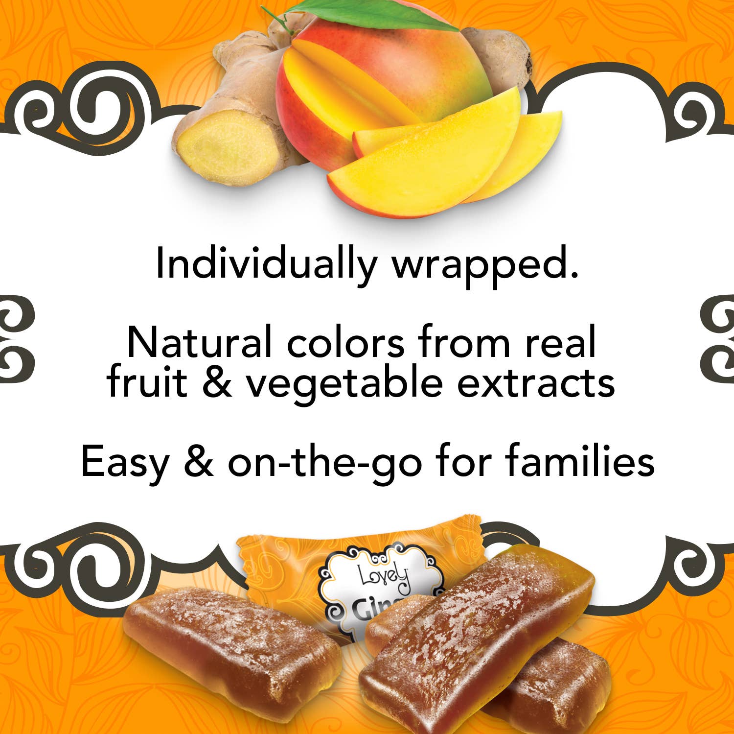Mango Ginger Chews Candy - Gluten Free, Vegan, Non-GMO