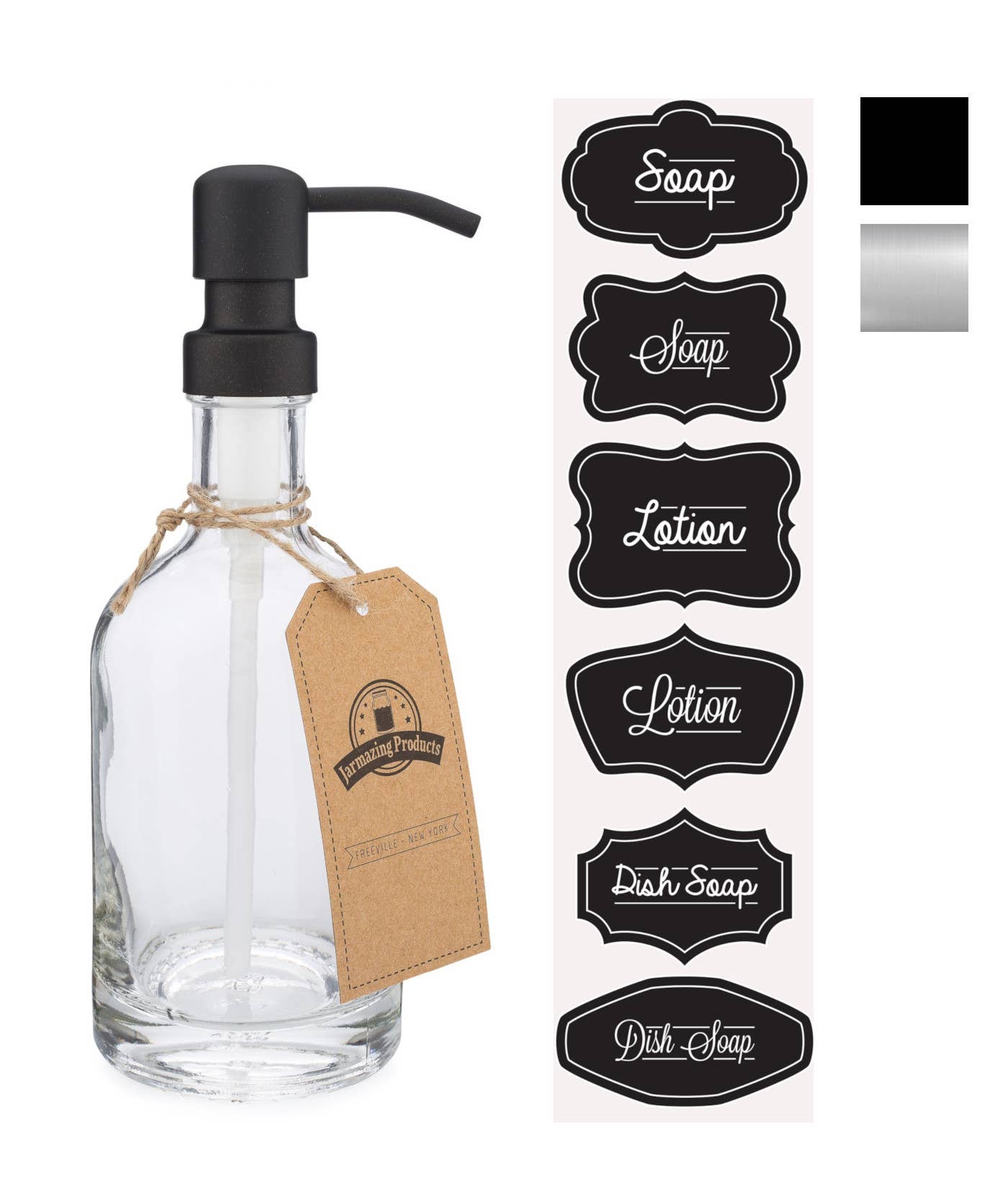 Heavy glass 12oz bottle soap and lotion dispenser