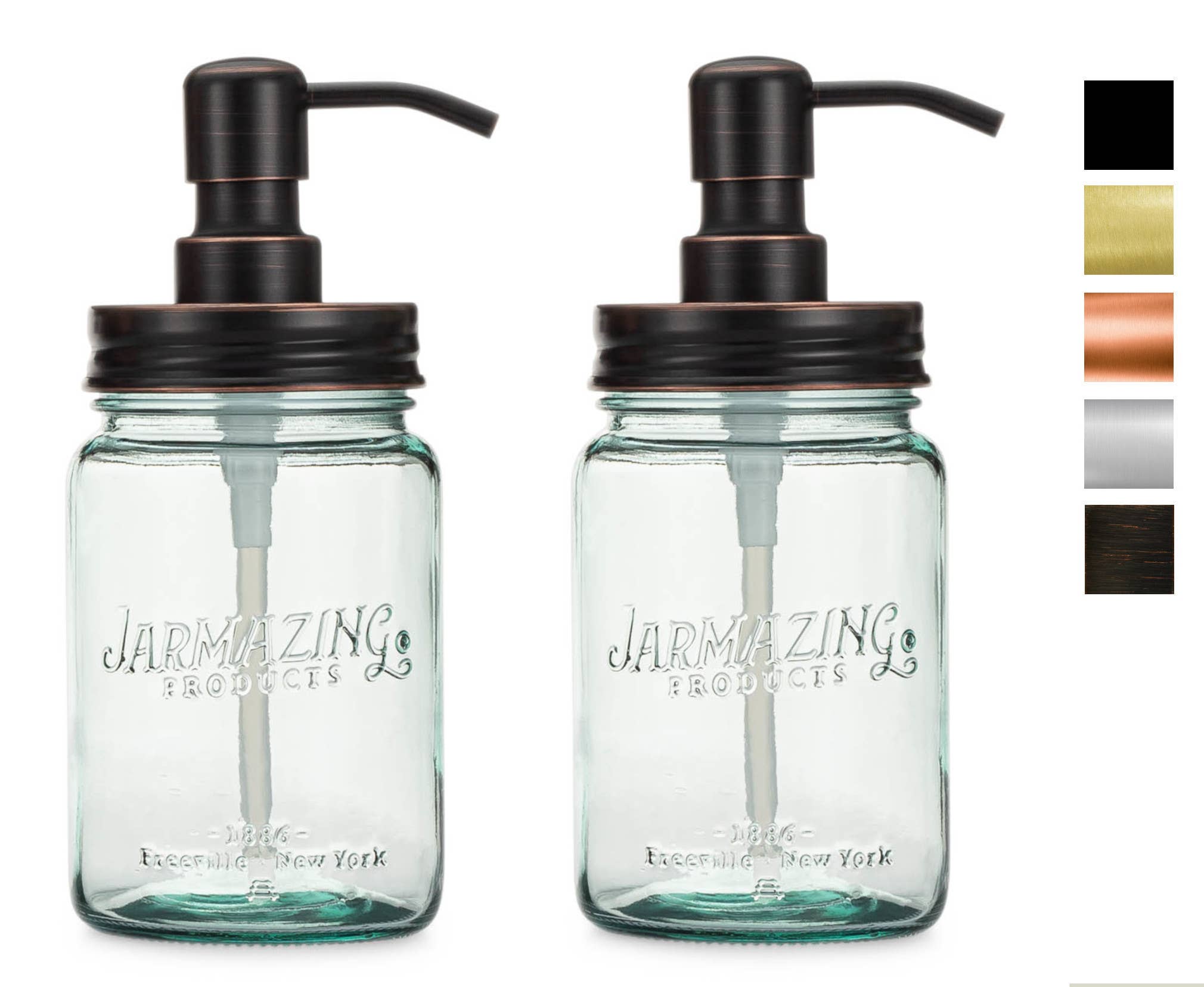 Blue Glass Mason Jar Soap and Lotion Dispenser - 2 Pack
