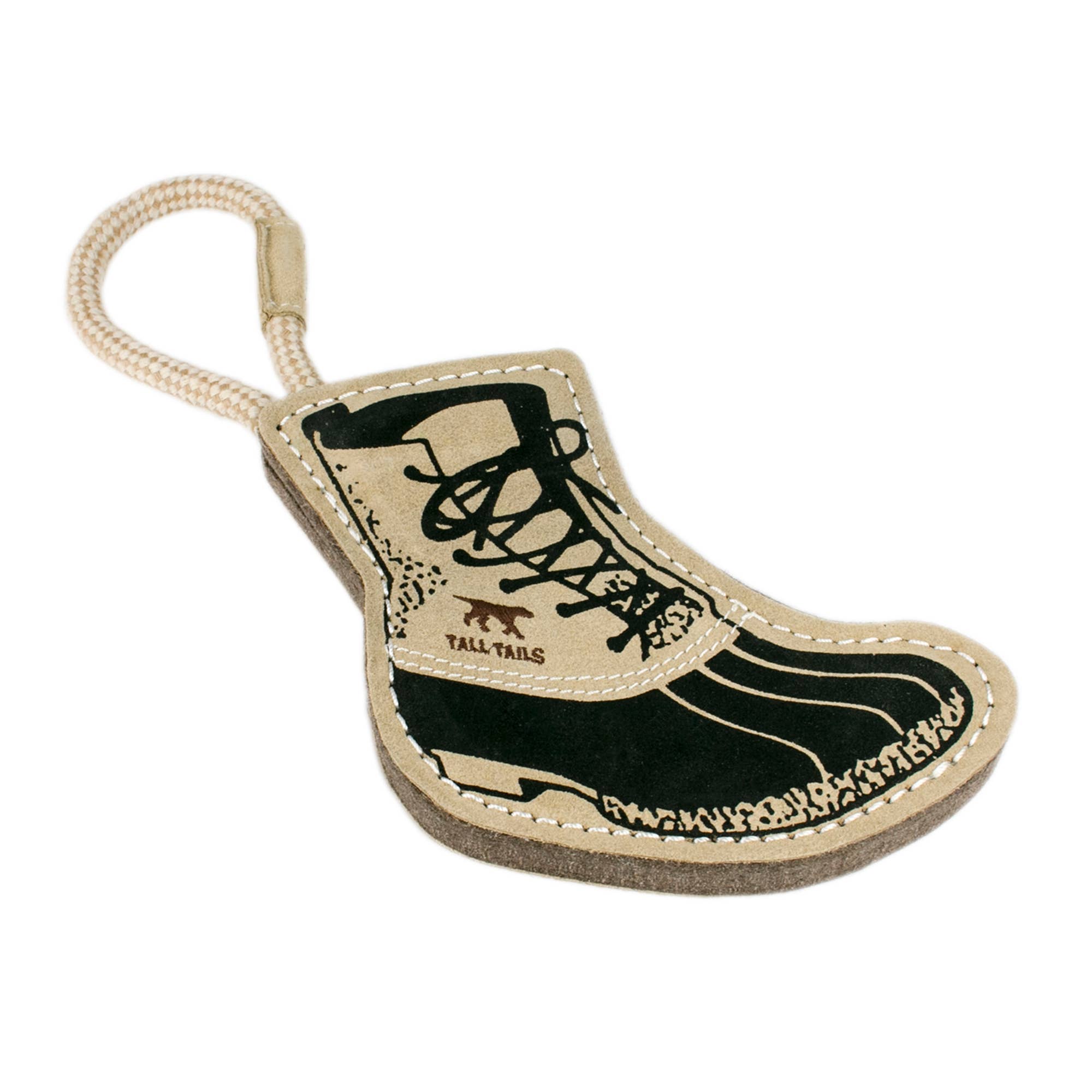 Tall Tails Leather Boot Tug Dog Toy side view