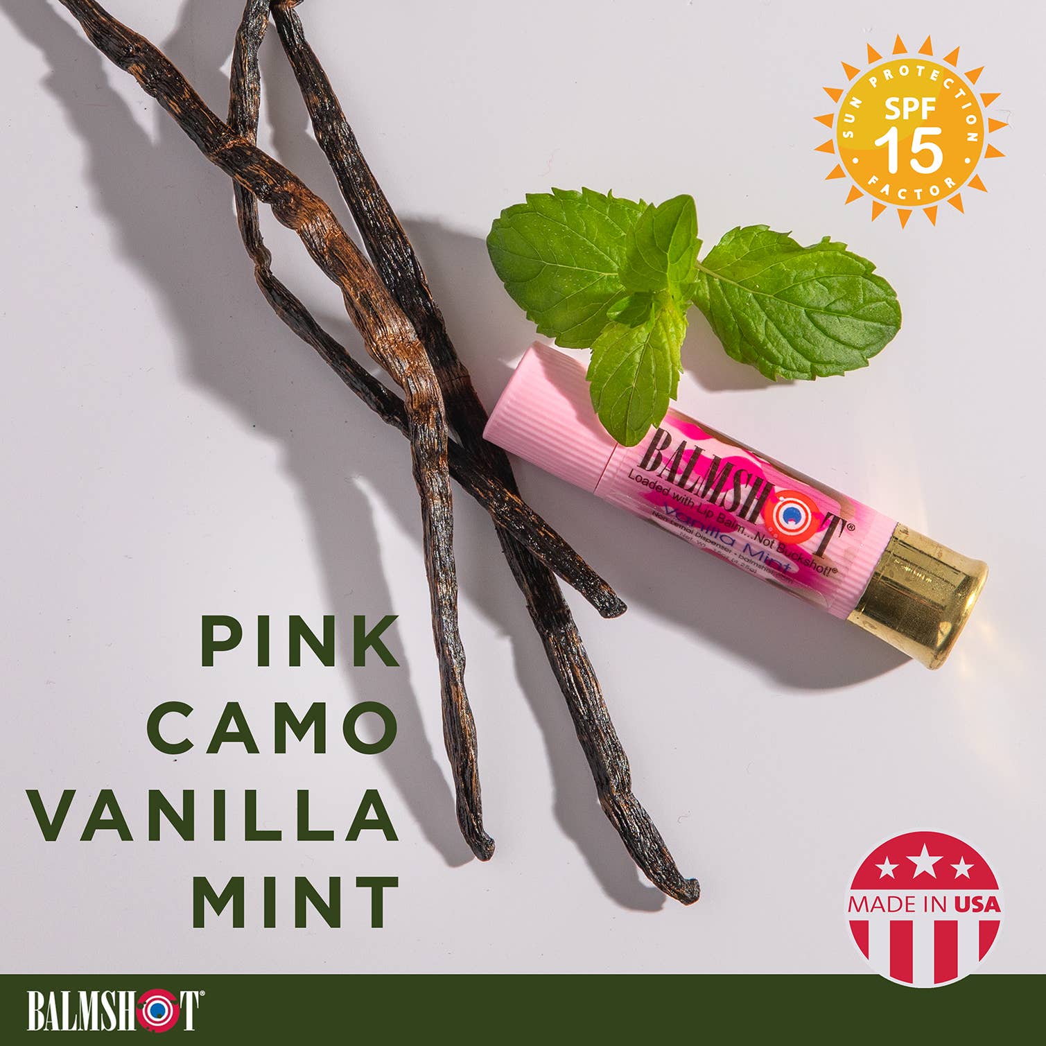 Shotgun Shell Lip Balm | Vanilla Mint | SPF 15 | 24 Pack