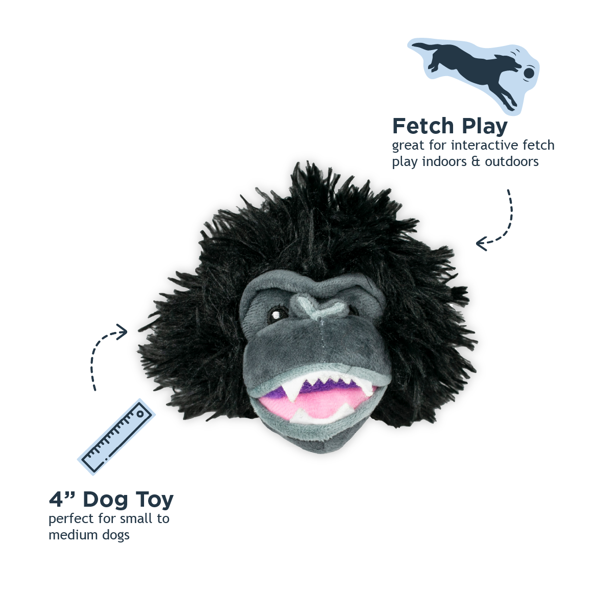 Gorilla 2-in-1 Fetch Ball dog toy detail view
