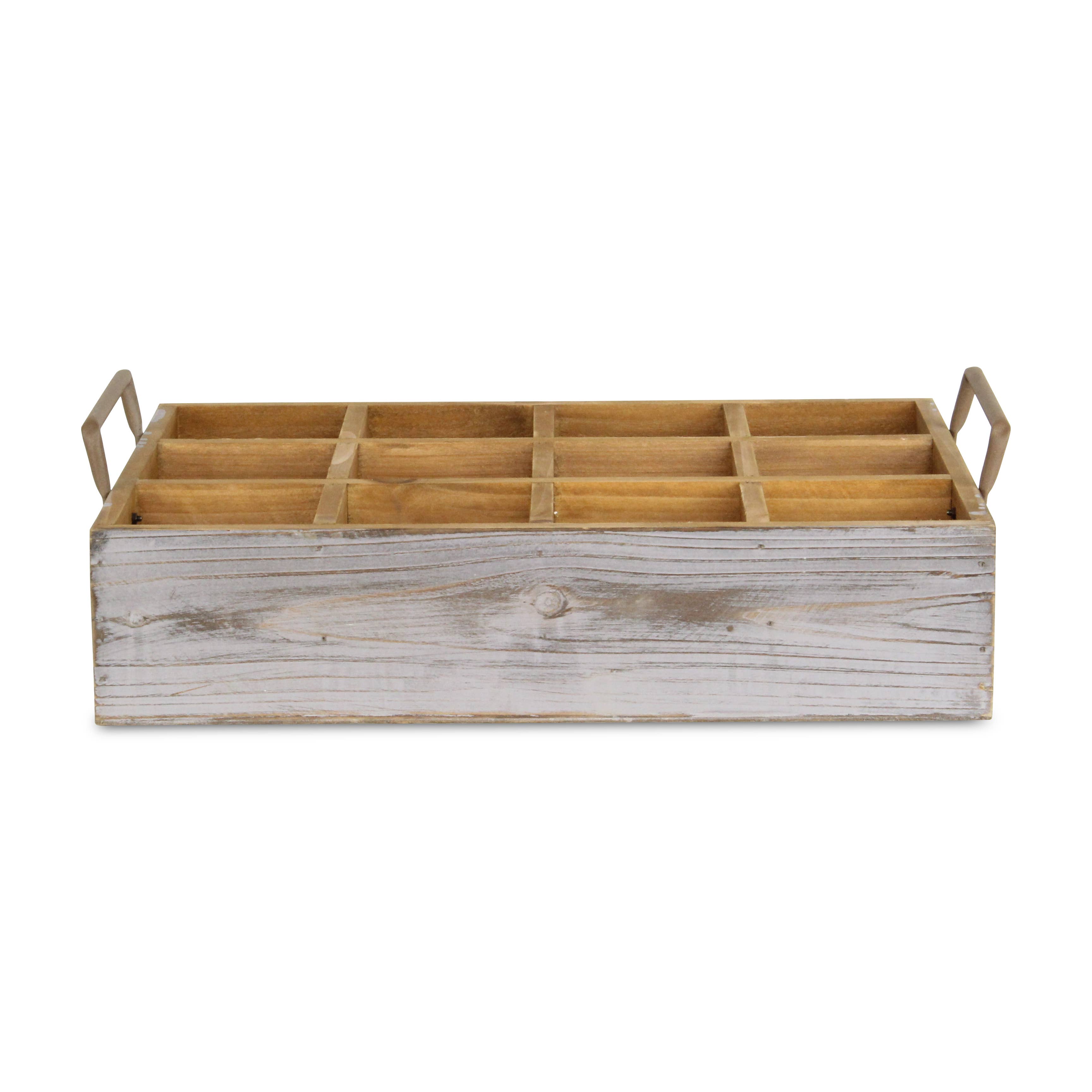 Obero 12 slot rectangular wood caddy bottom view