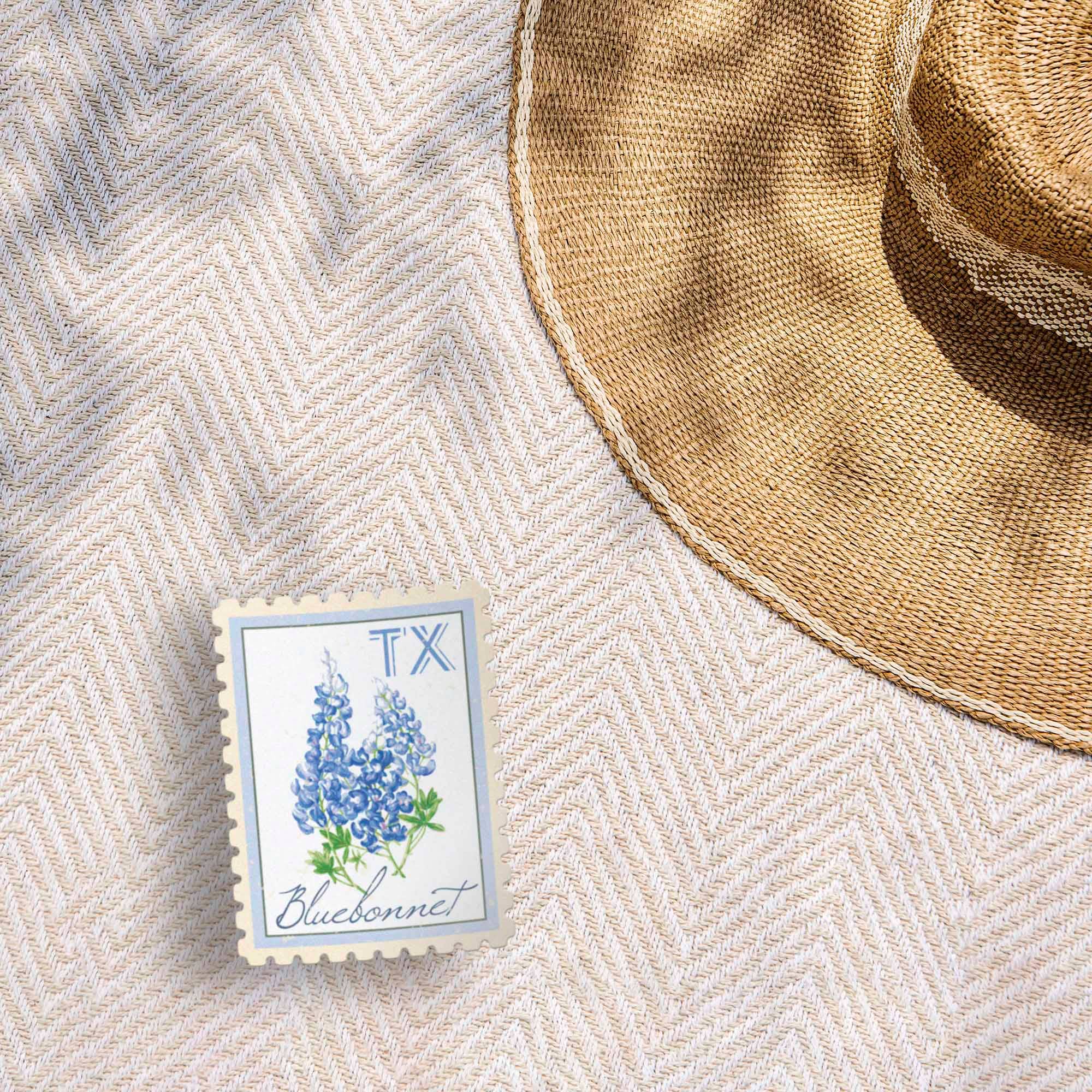 Texas State Flower Bluebonnets Sticker - Vintage Stamp Decal
