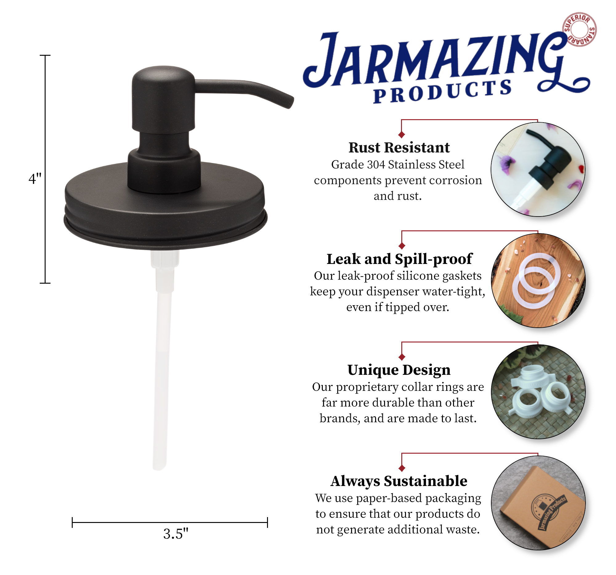 Wide mouth mason jar soap dispenser lid color options