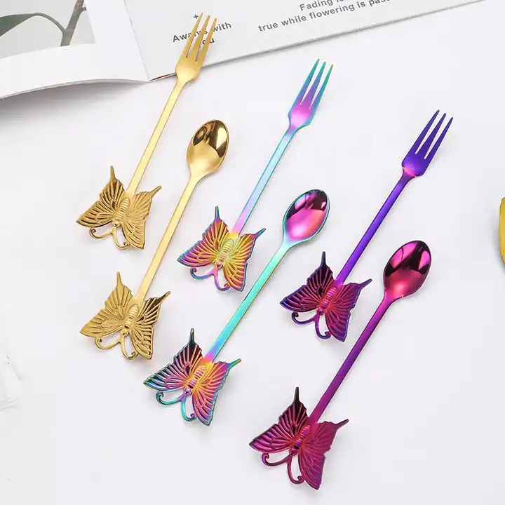 Butterfly spoon in silver color for tea or dessert