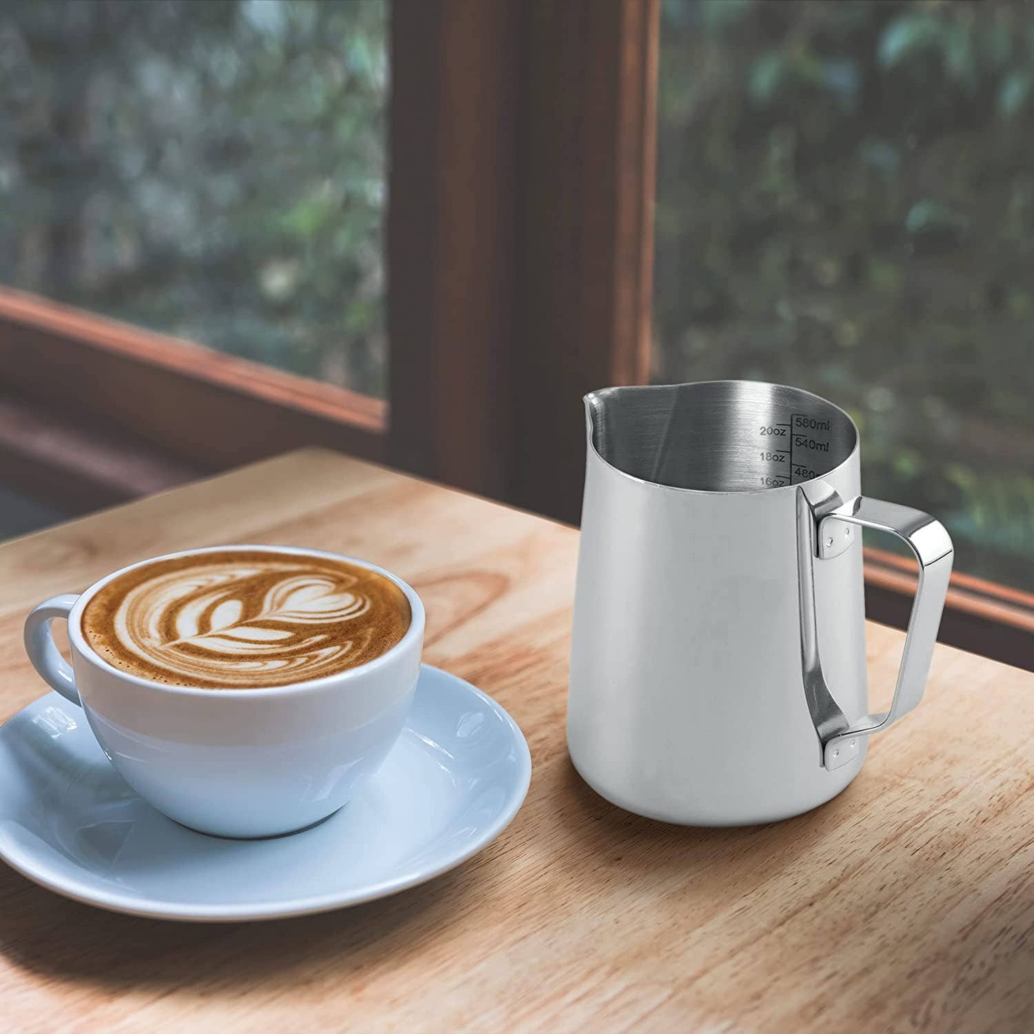 Stainless Steel Frothing Pitcher with Measurements