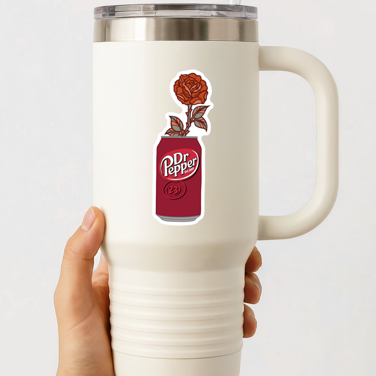 Dr Pepper Flower Sticker displayed on surface