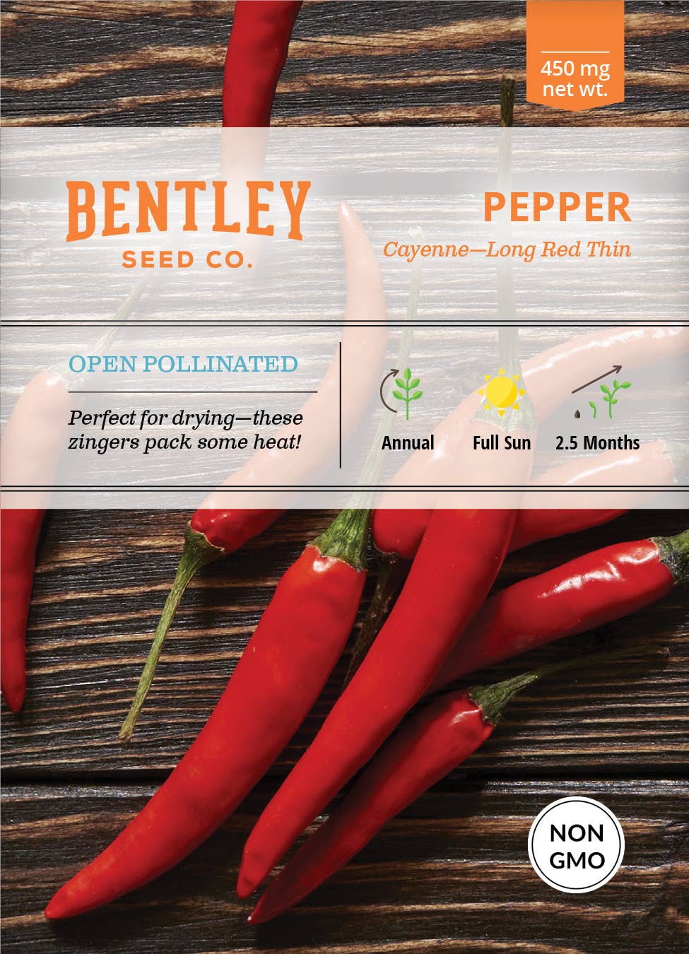 Pepper Long Red Cayenne Hot seed packet