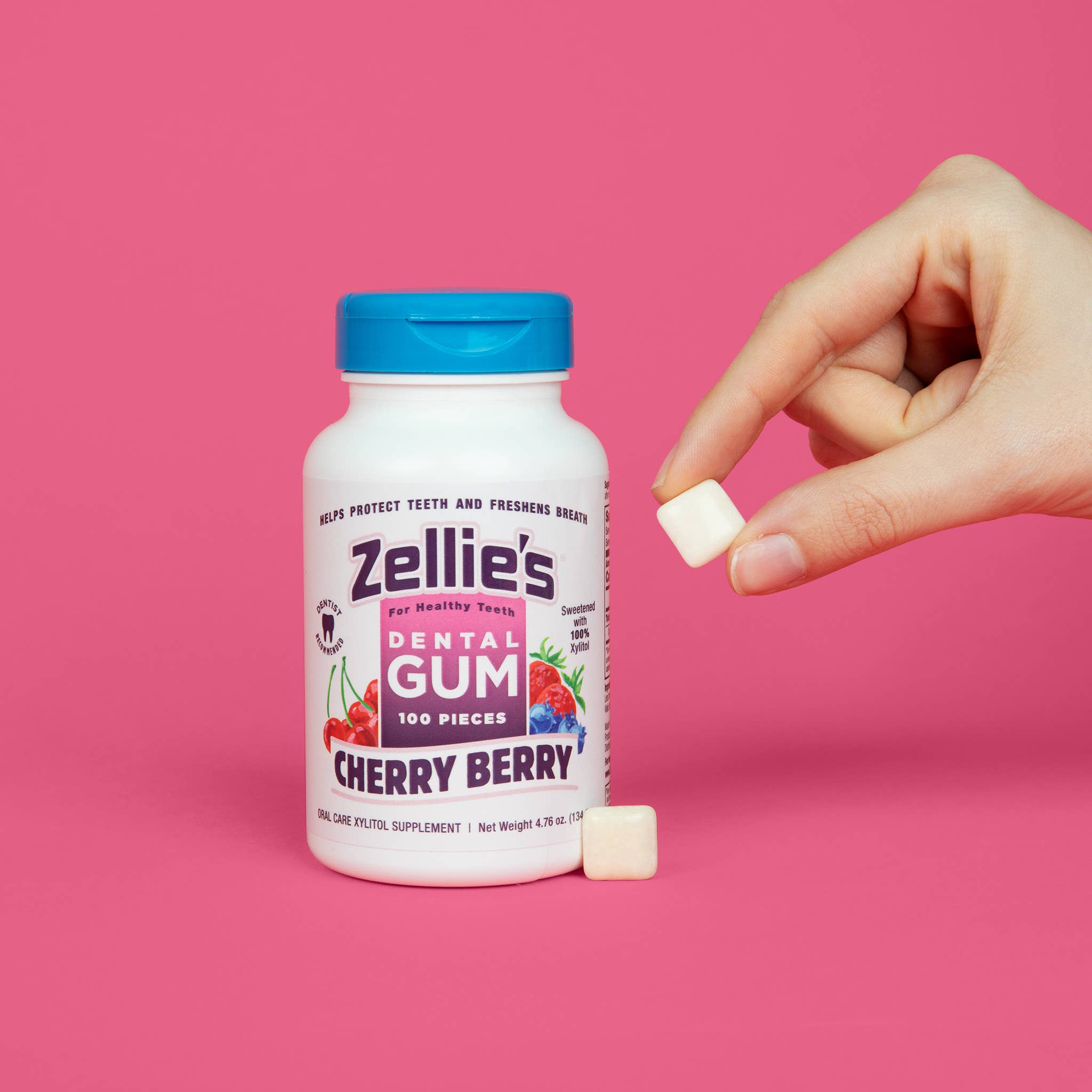 Zellie's Xylitol Dental Gum - Cherry Berry 100ct Jar