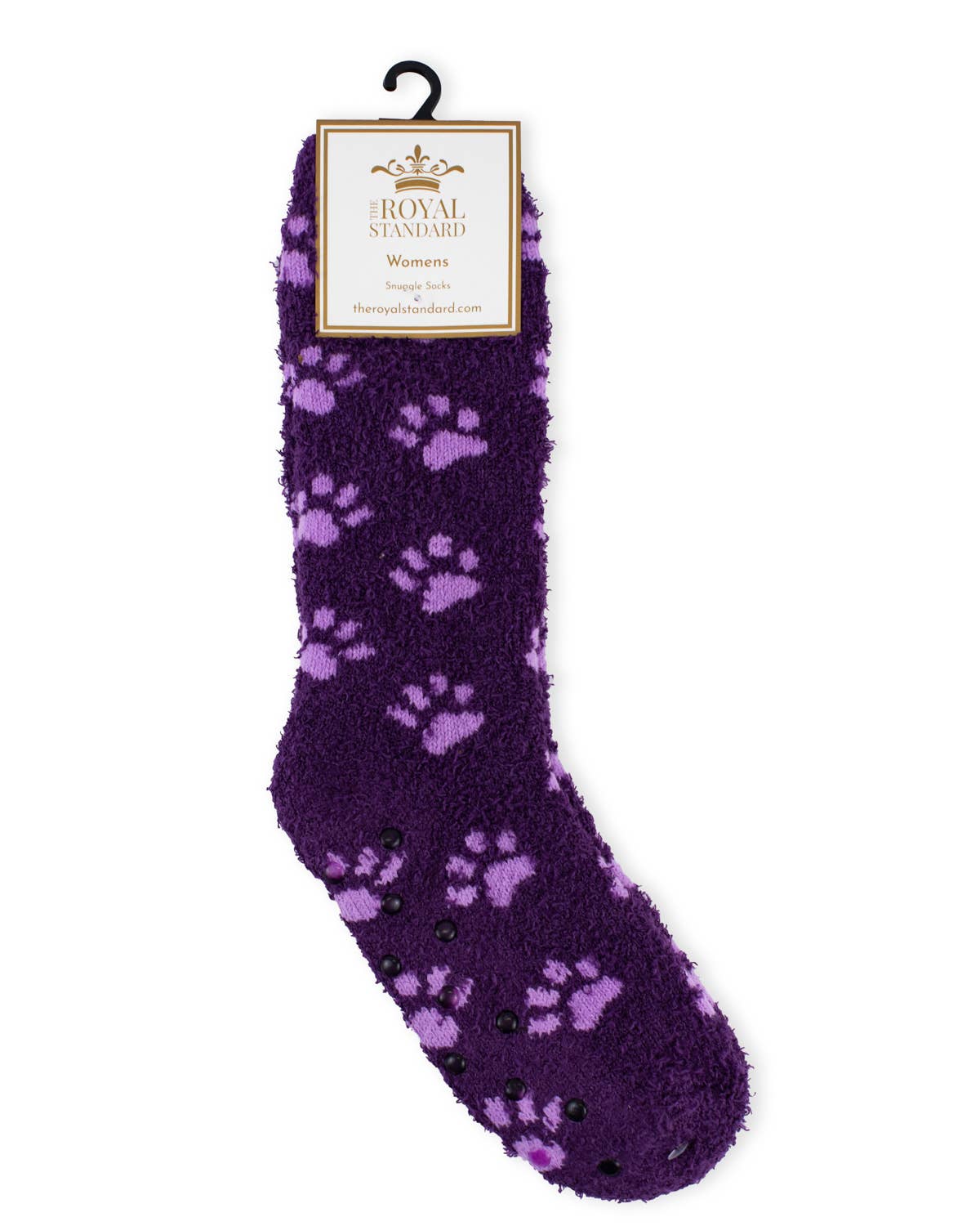 Women's Paw Print Snuggle Socks in purple one size