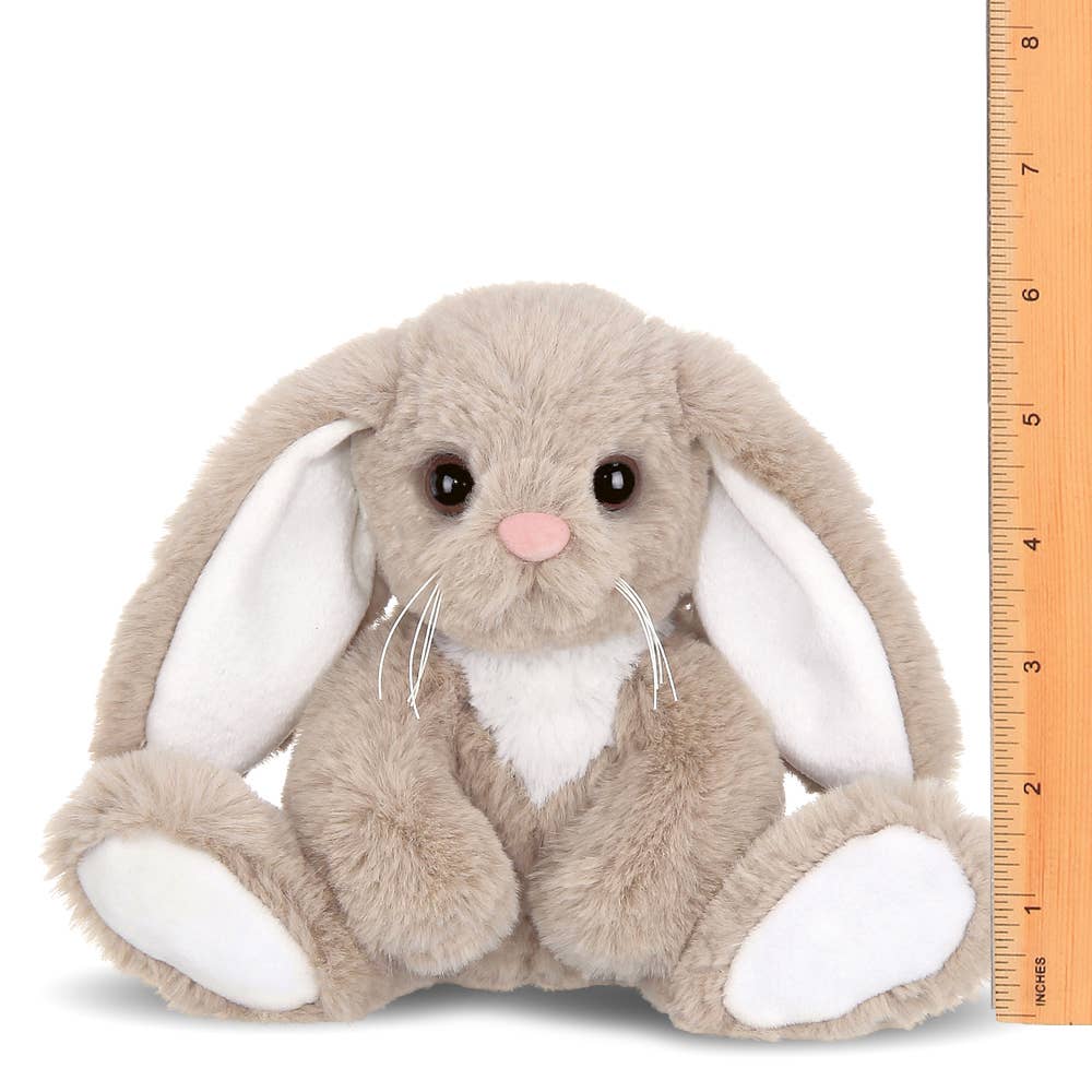 Lil' Boomer the Taupe & White Bunny stuffed animal close-up