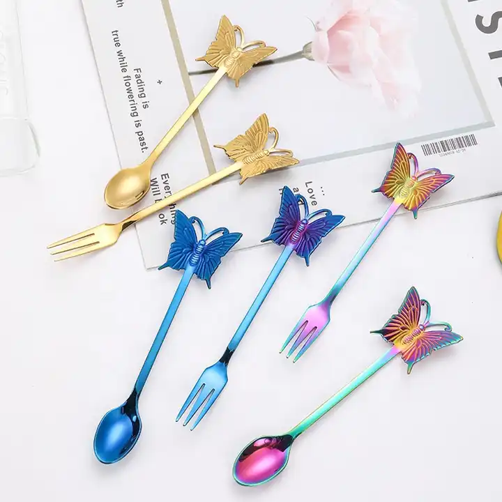 Butterfly spoon in gold color for tea or dessert