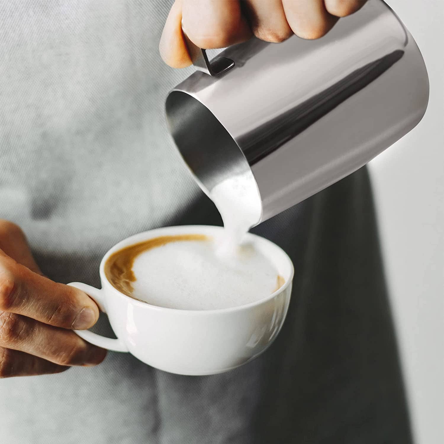 Stainless Steel Frothing Pitcher with Measurements