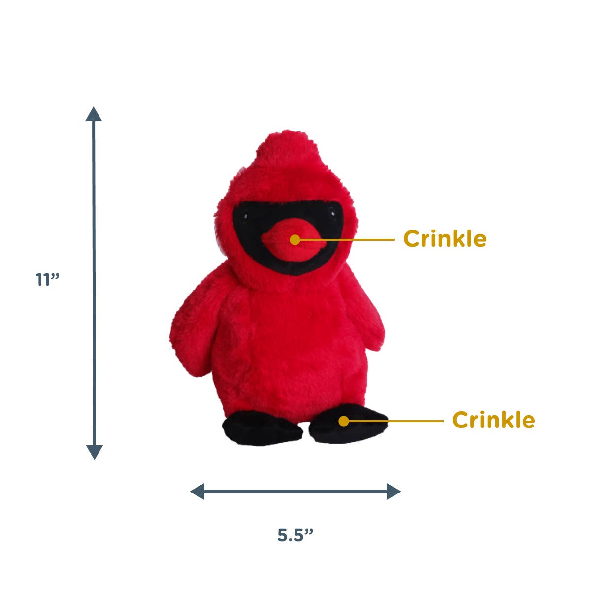 Tall Tails Animated Cardinal Dog Toy side view