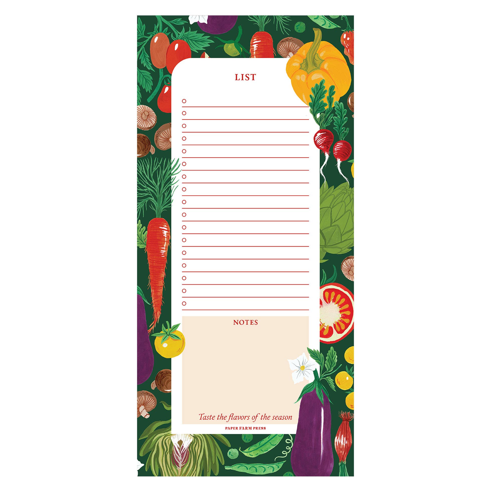 Vegetable Farmers Market List Notepad with veggie illustrations
