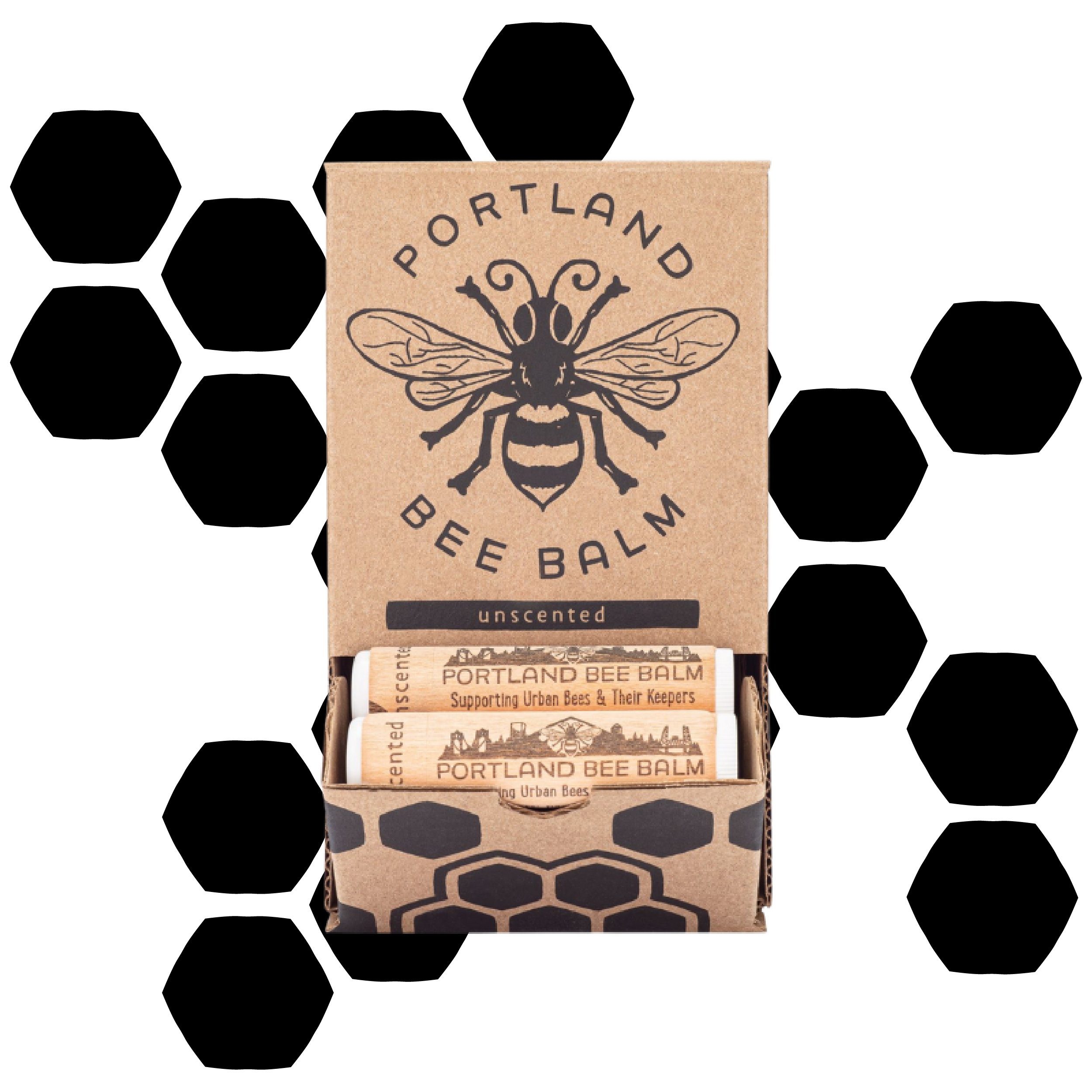 Organic unscented beeswax lip balm display side view