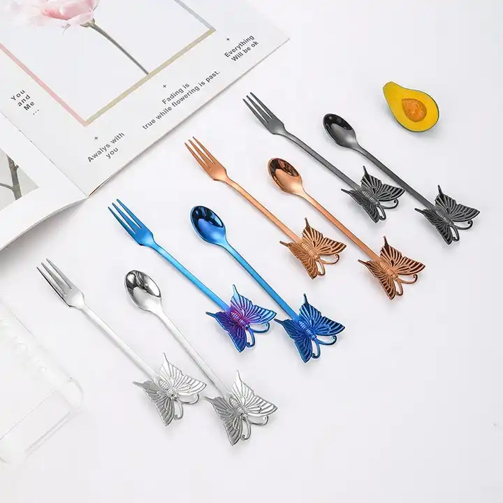 Butterfly spoon in rose gold color for tea or dessert