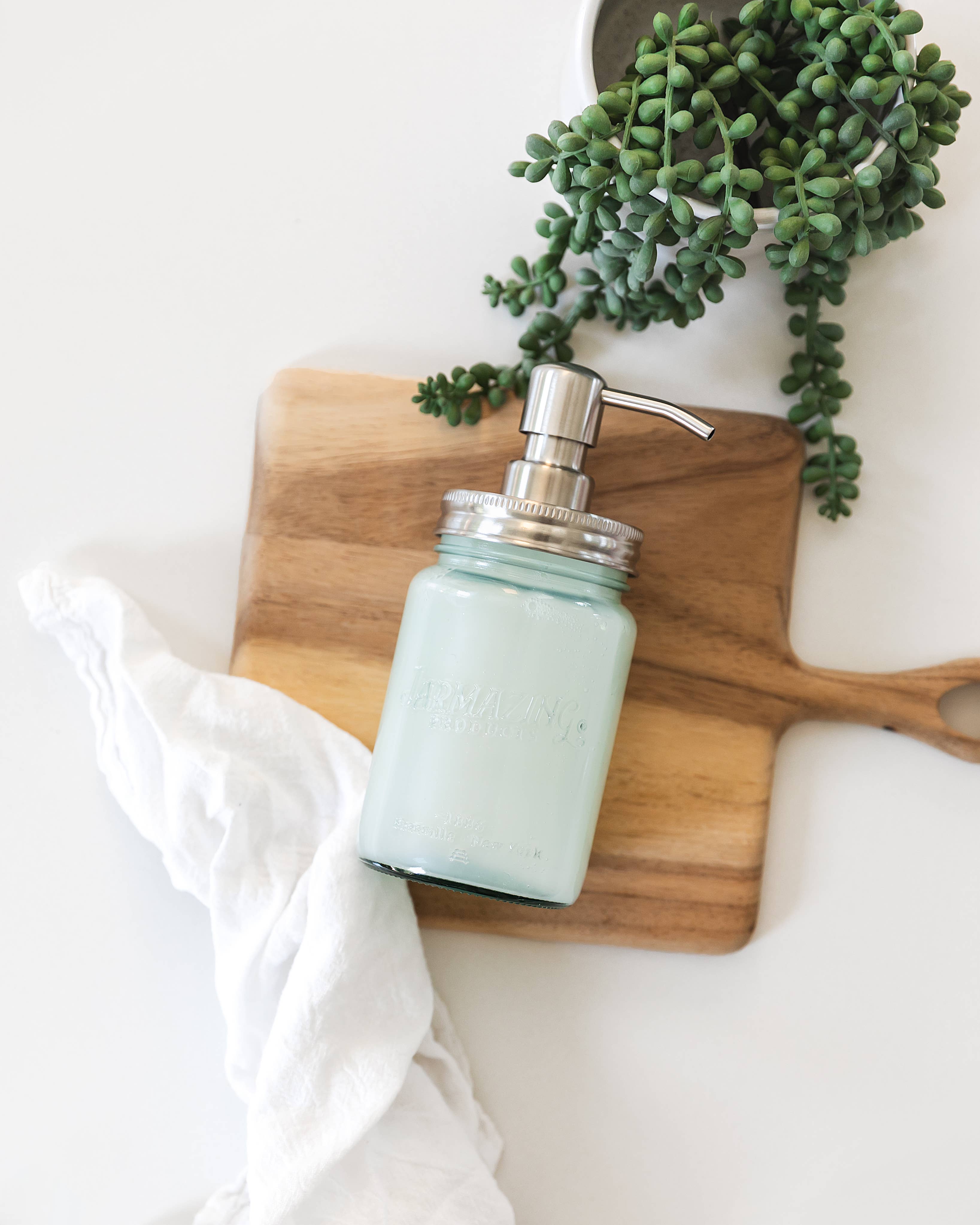 Blue Glass Mason Jar Soap and Lotion Dispenser - 2 Pack