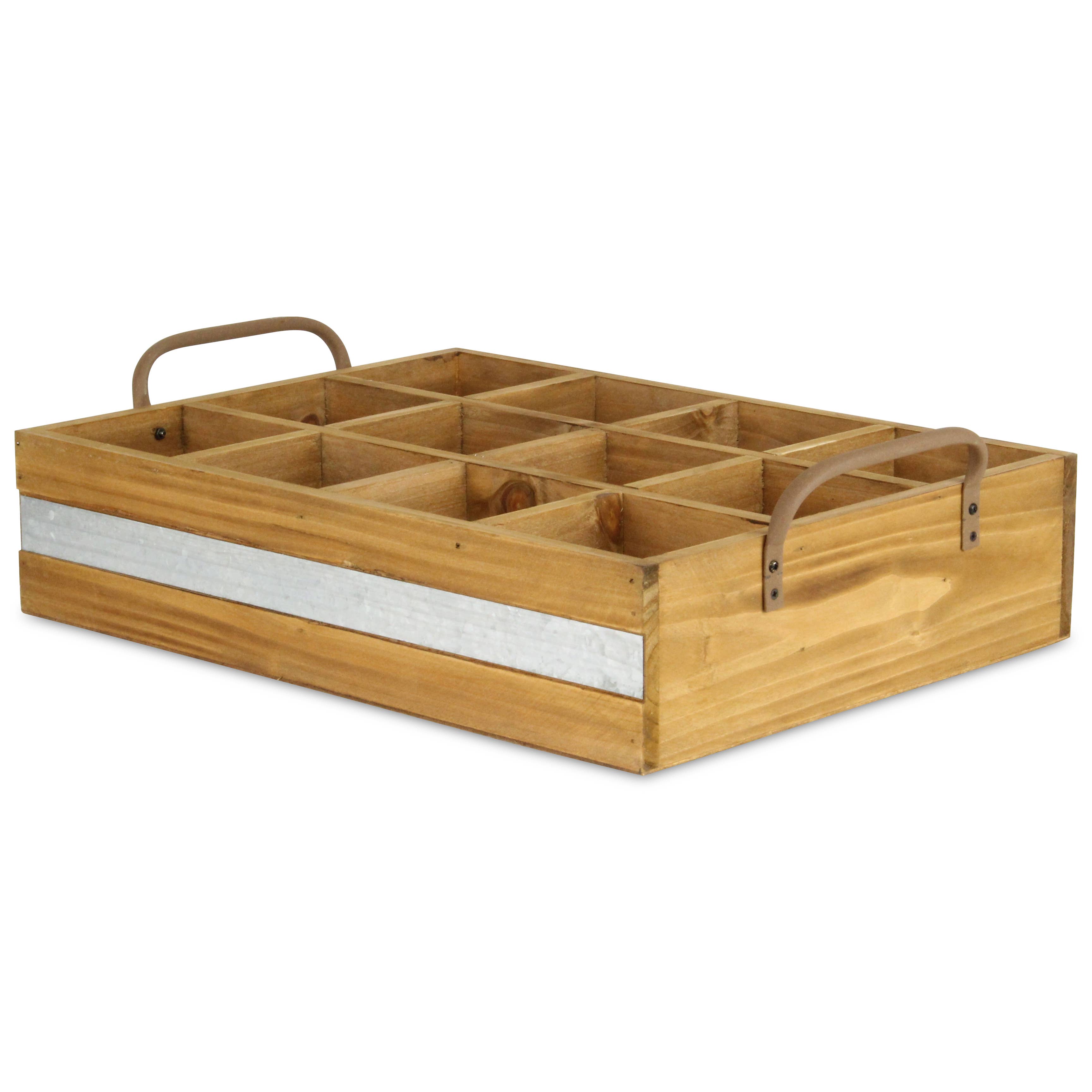 Obero 12 slot rectangular wood caddy front view