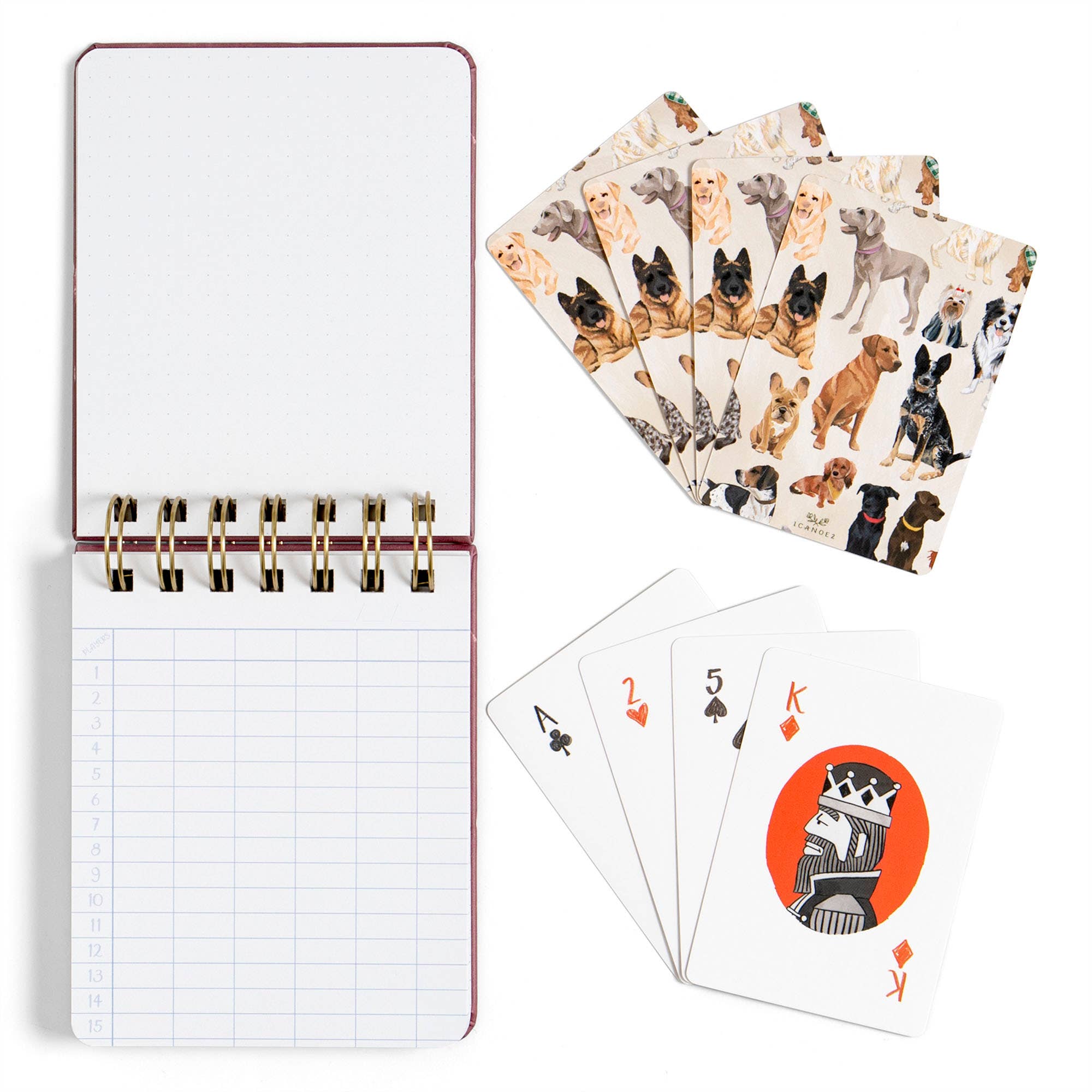 Furry Friends Dogs Playing Cards with scorekeeper pencils