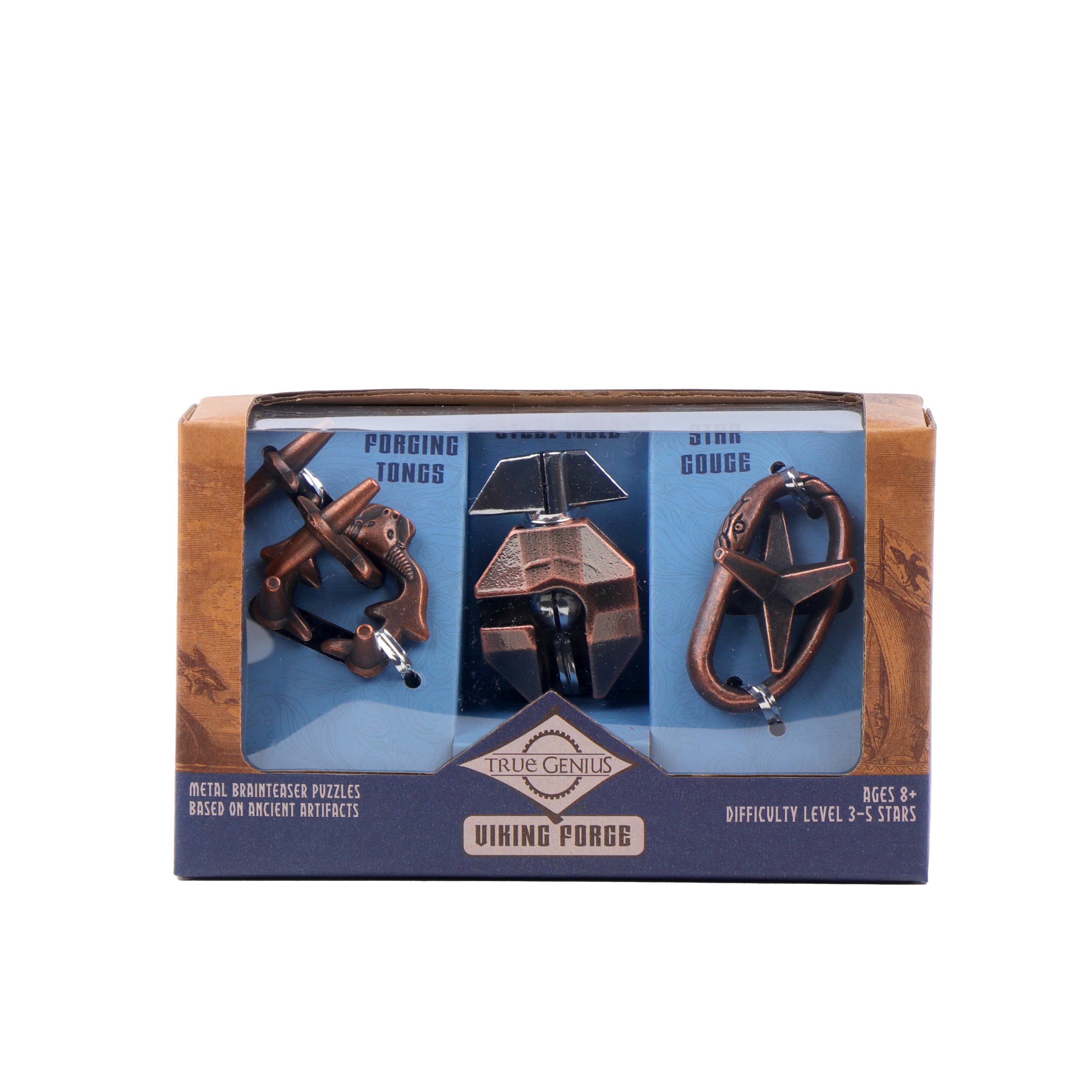 True Genius Viking Forge 3 piece metal puzzle set box