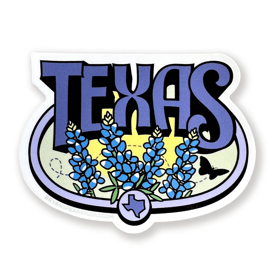 Texas Bluebonnets Sticker with wildflower design